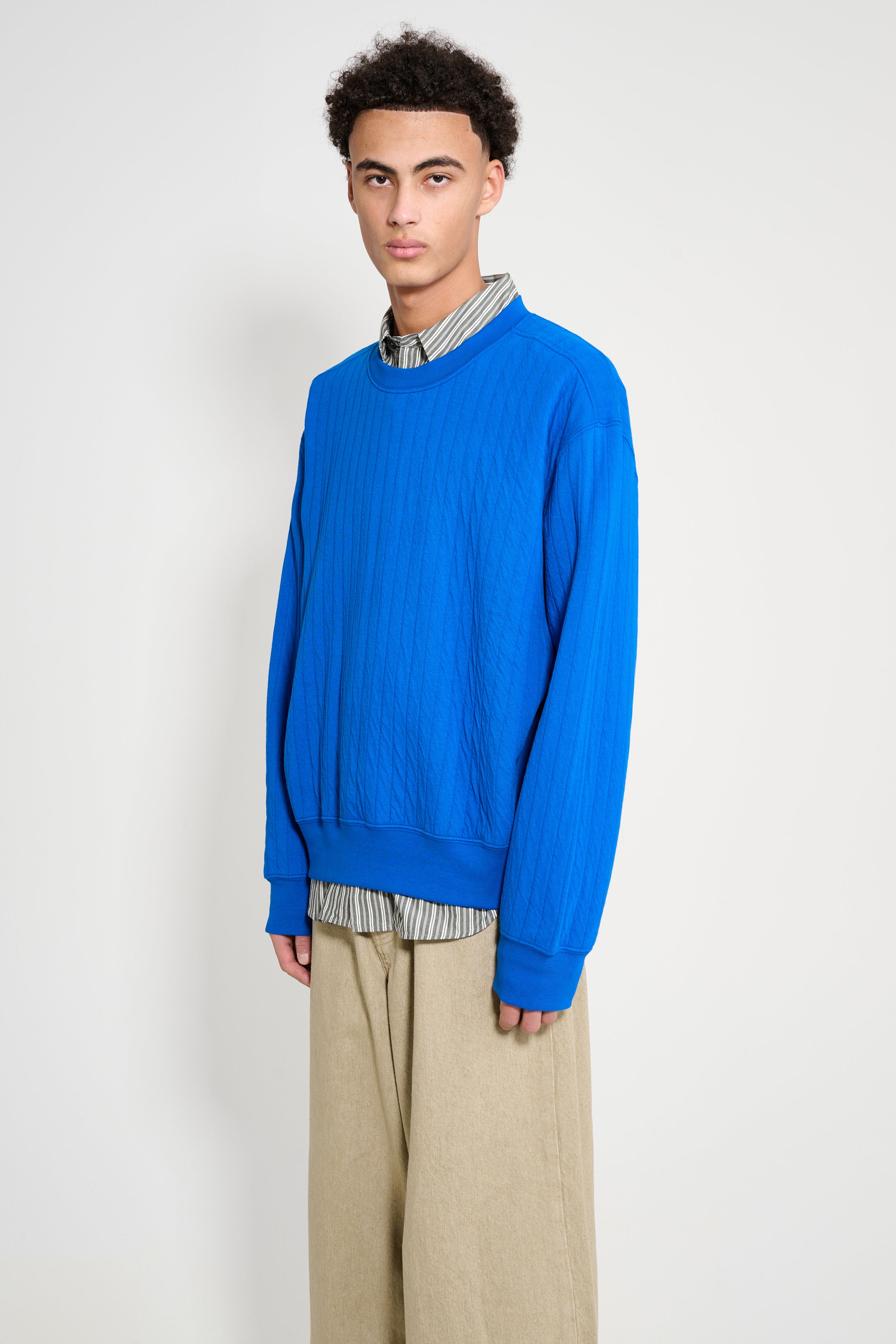 Lady White Co. x TRÈS BIEN Quilted Crewneck Extra Blue