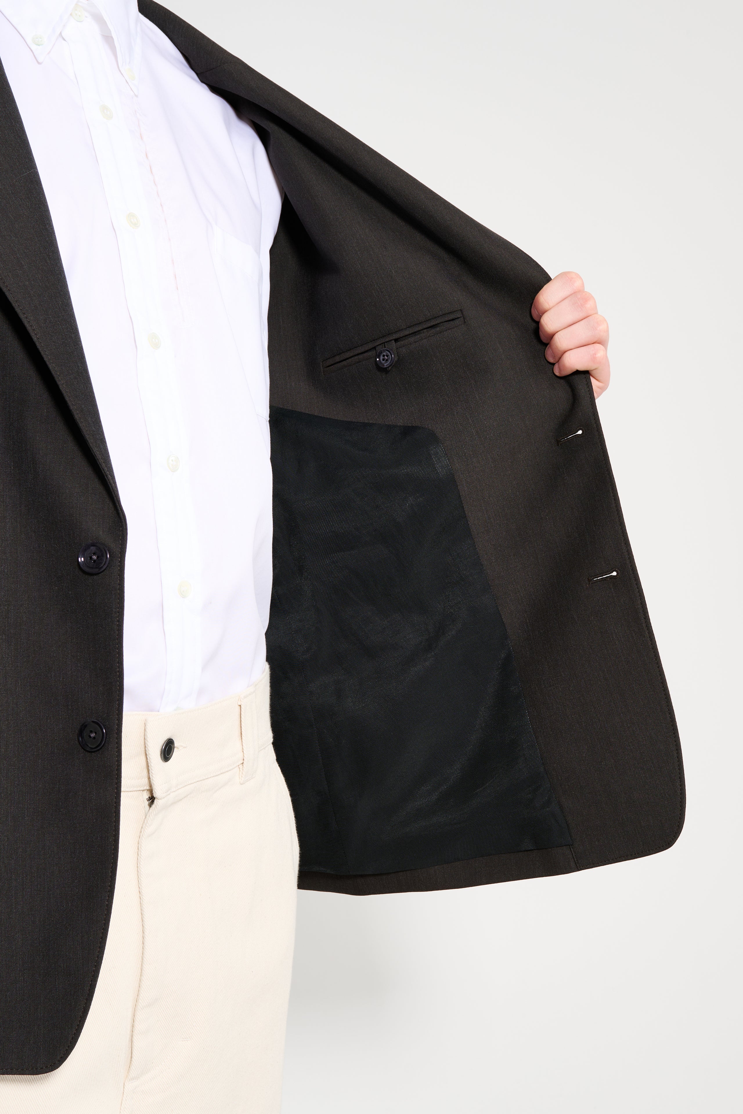 Lemaire Tailored SB Jacket Dark Espresso Melange