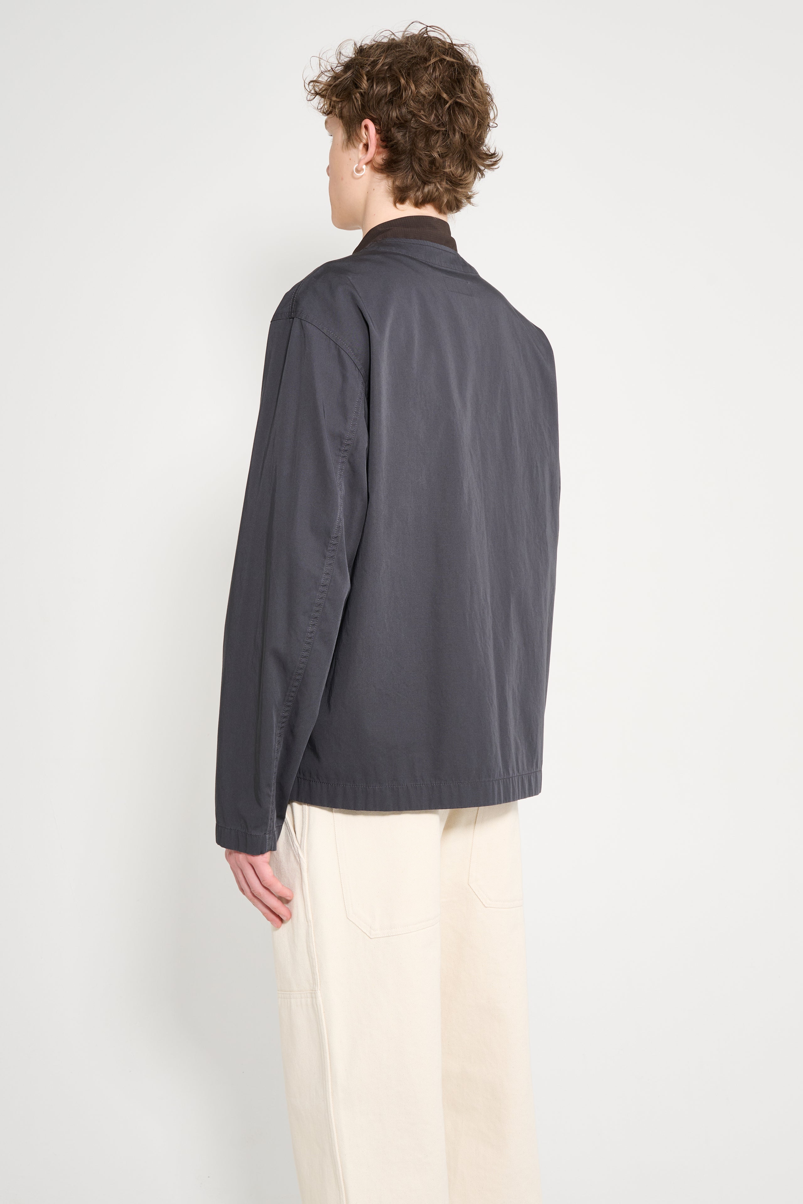 Lemaire Collarless Overshirt Charcoal