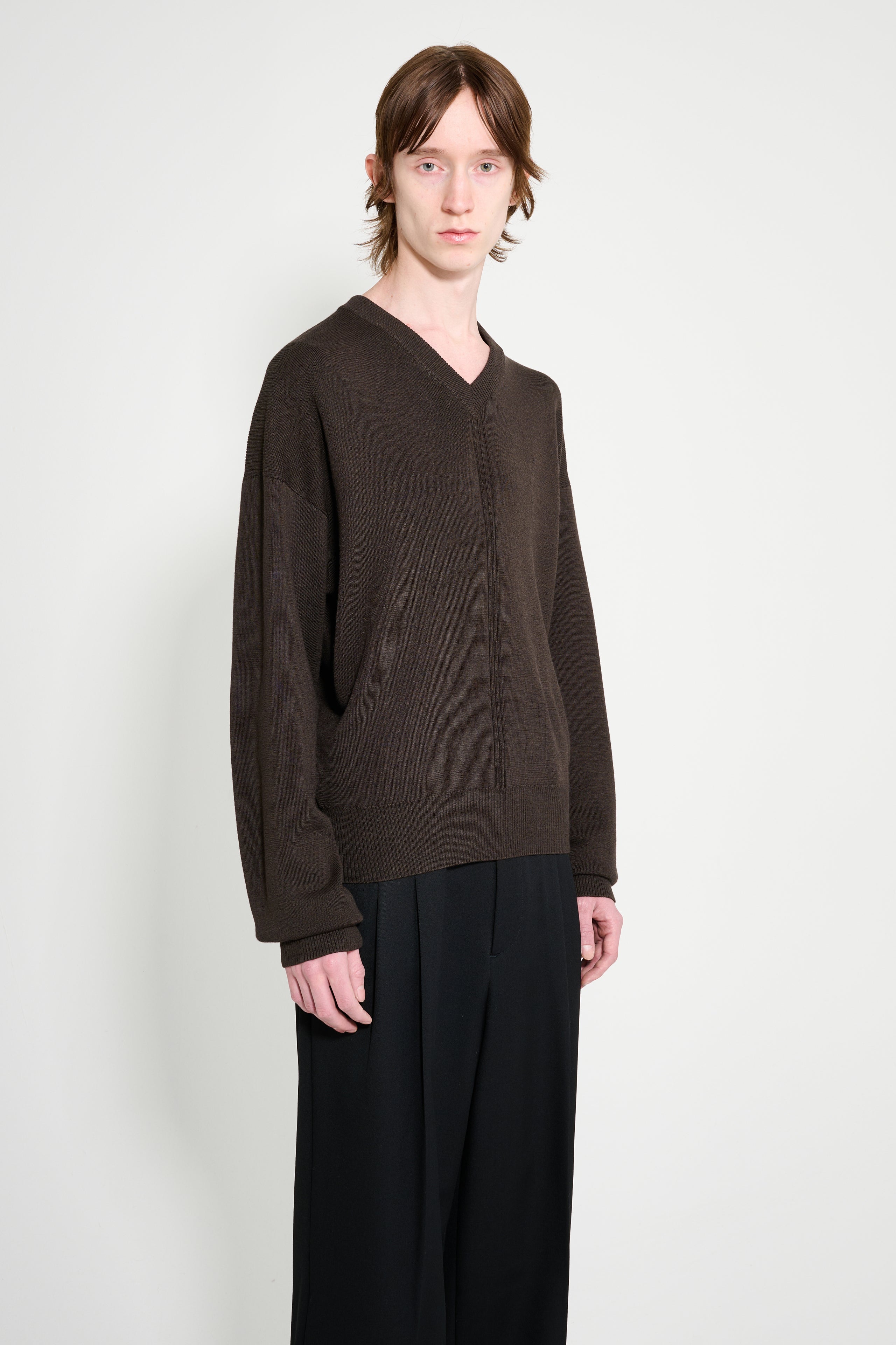 Lemaire V Neck Sweater Dark Cacao