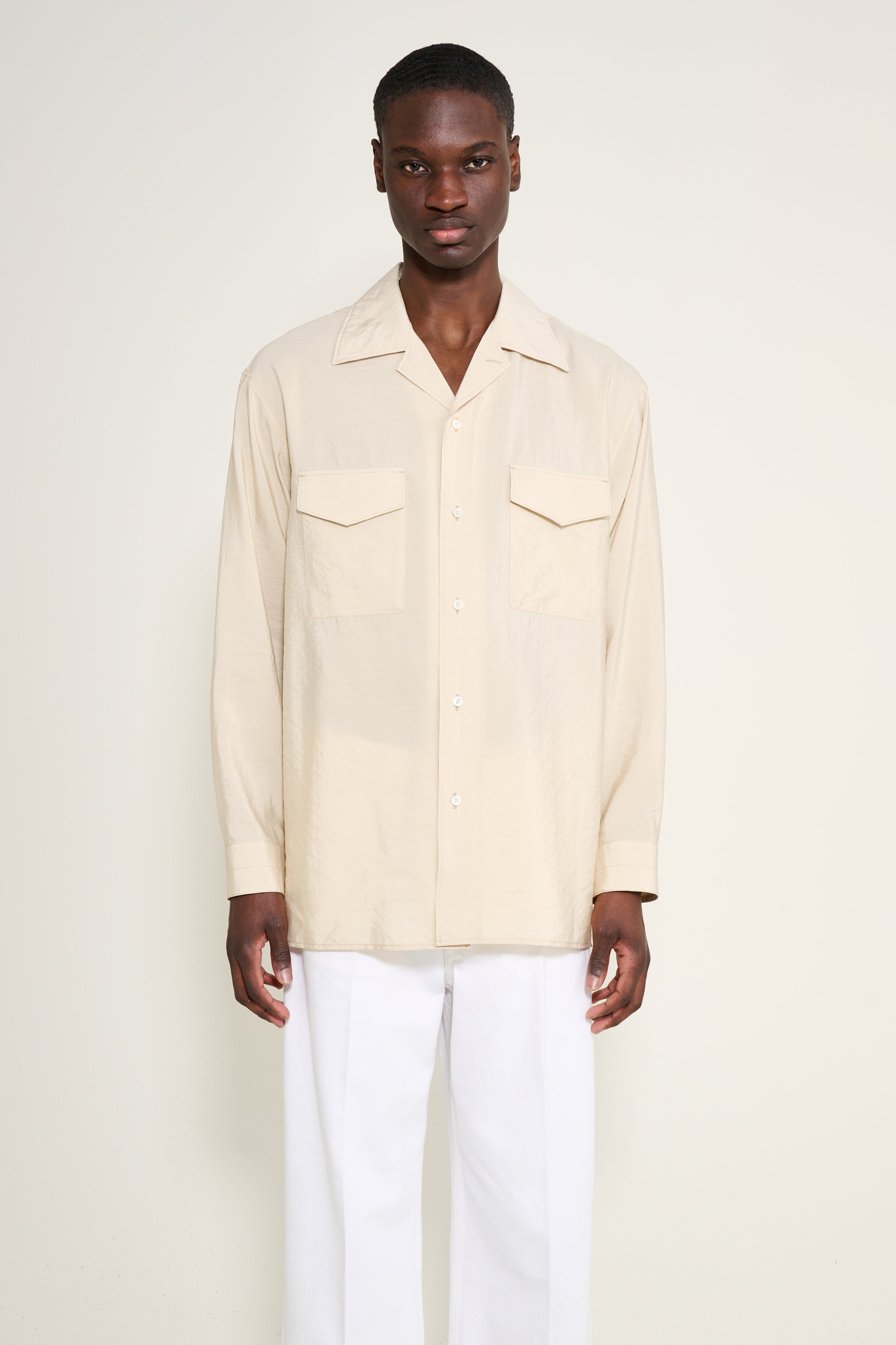 Lemaire Convertible Collar Shirt Oat Milk