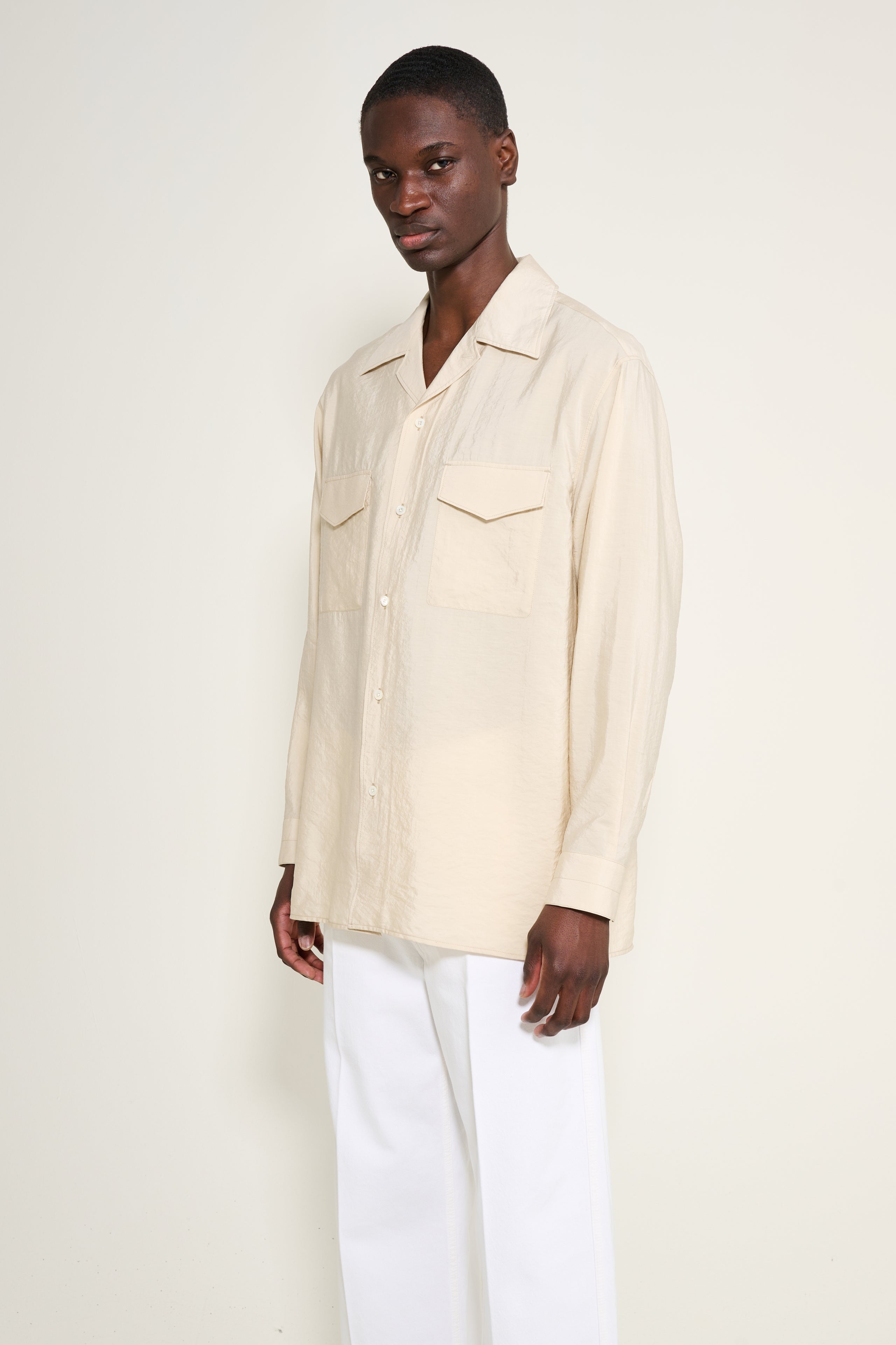 Lemaire Convertible Collar Shirt Oat Milk