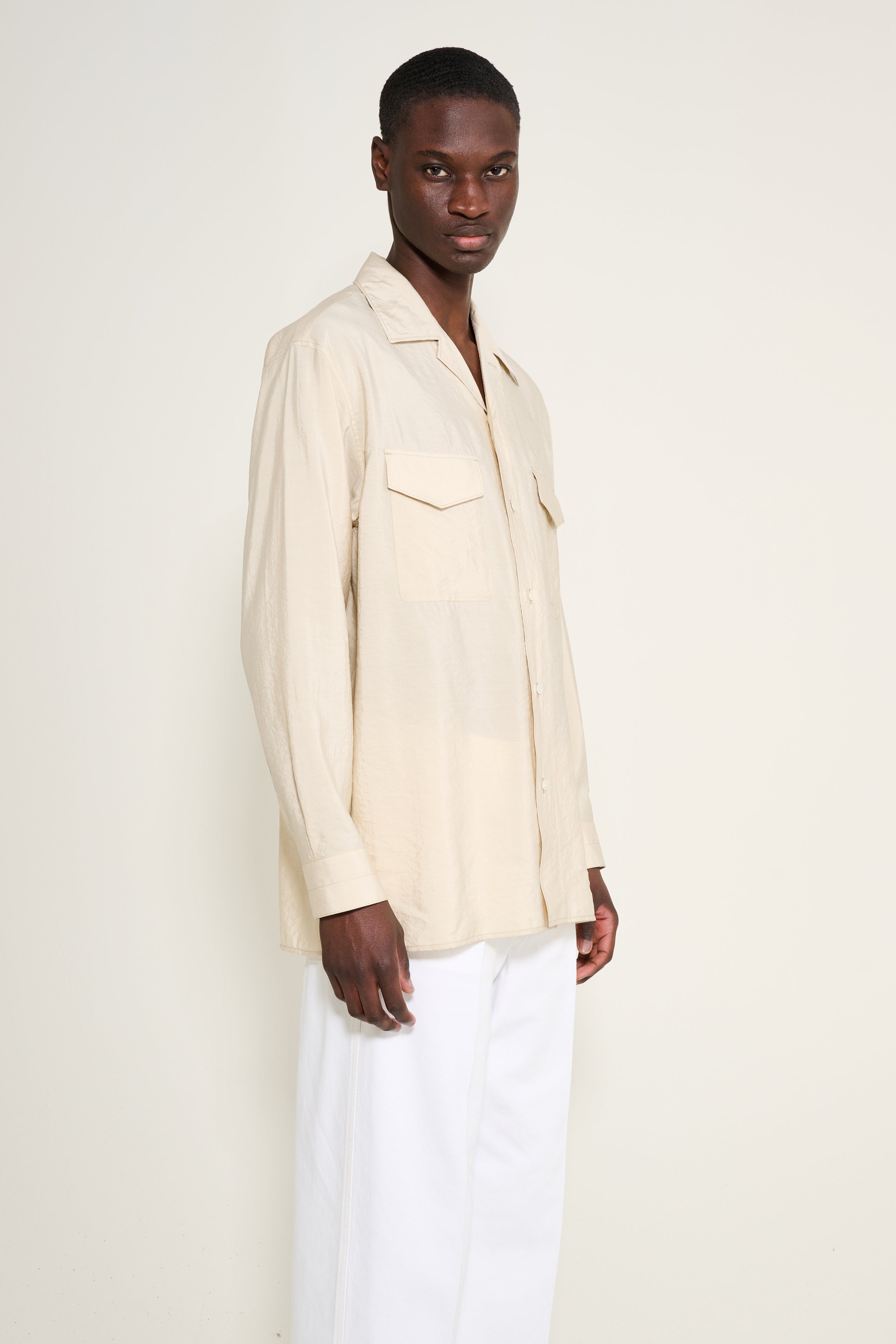 Lemaire Convertible Collar Shirt Oat Milk