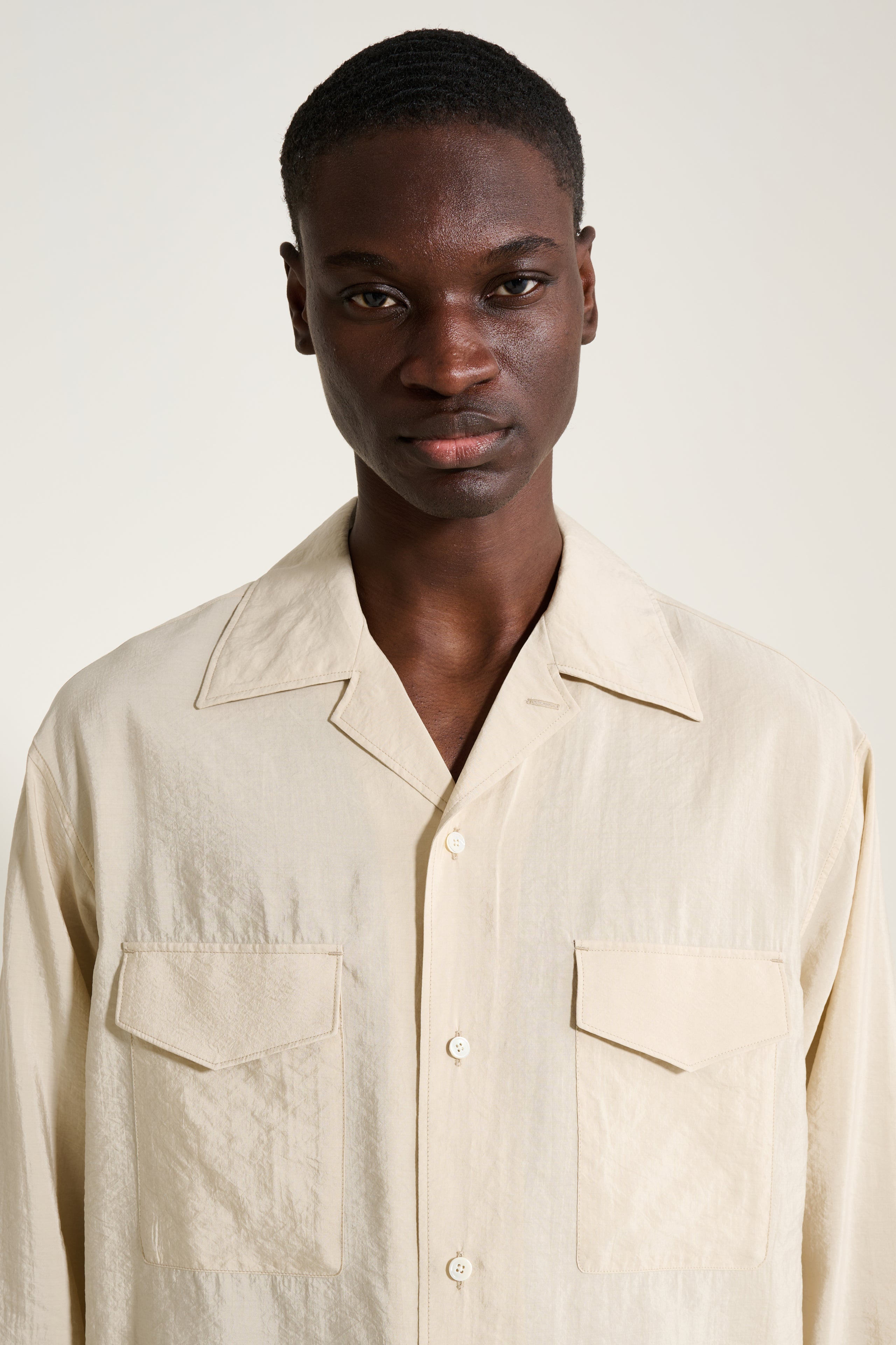 Lemaire Convertible Collar Shirt Oat Milk