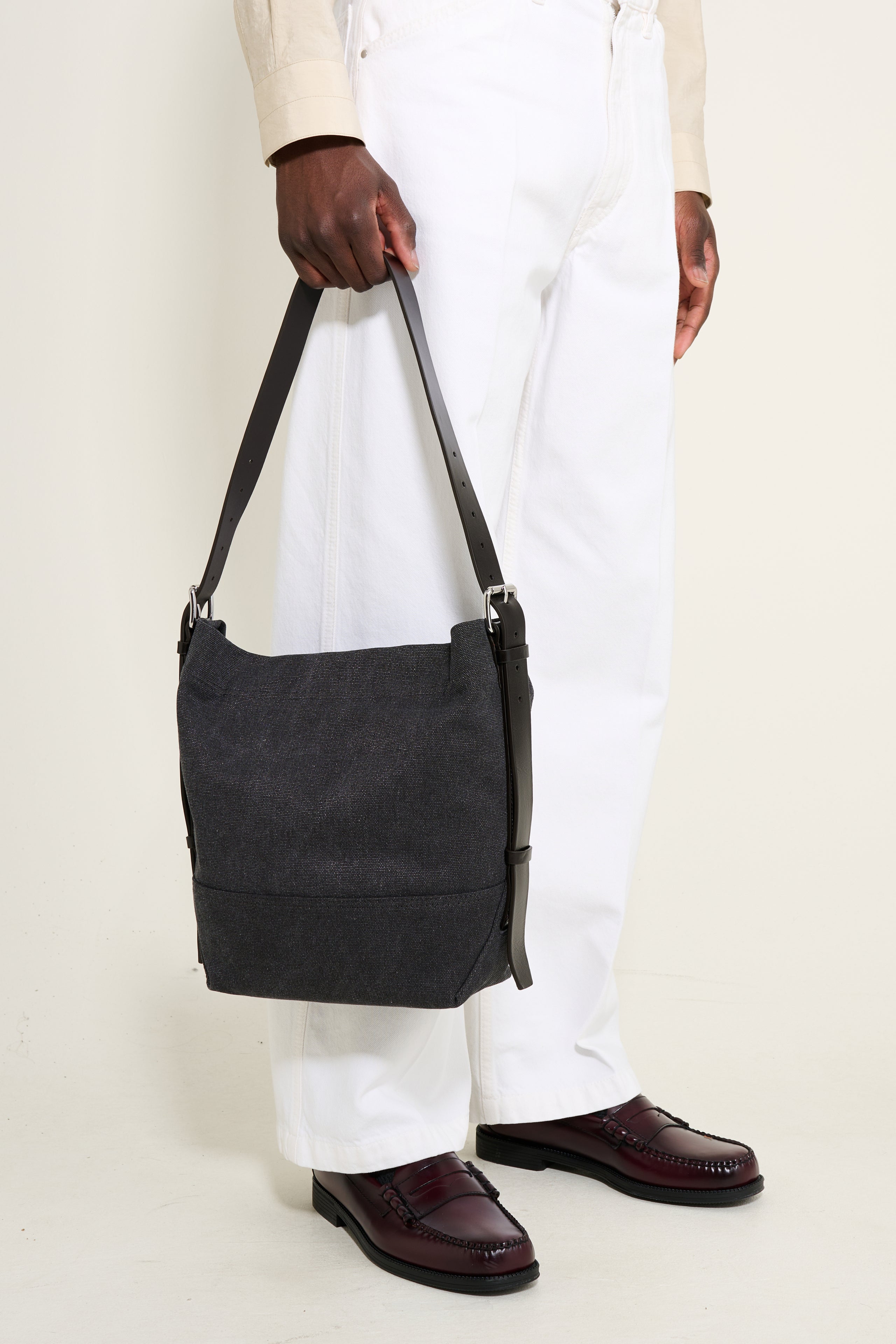 Lemaire Small Belted Tote Ash Black