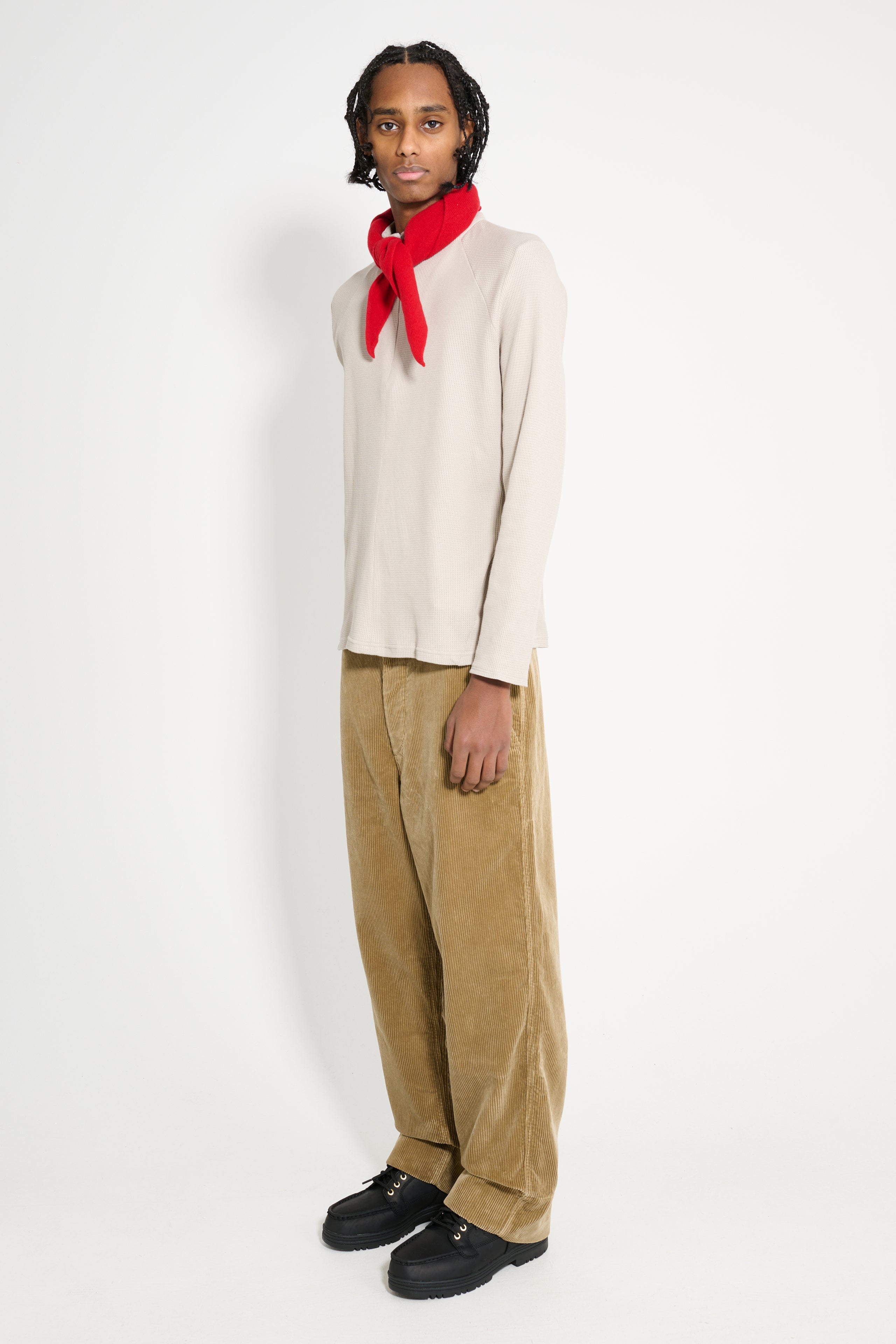 Margaret Howell MHL Wide Waistband Trouser Heavy Corduroy Off Putty