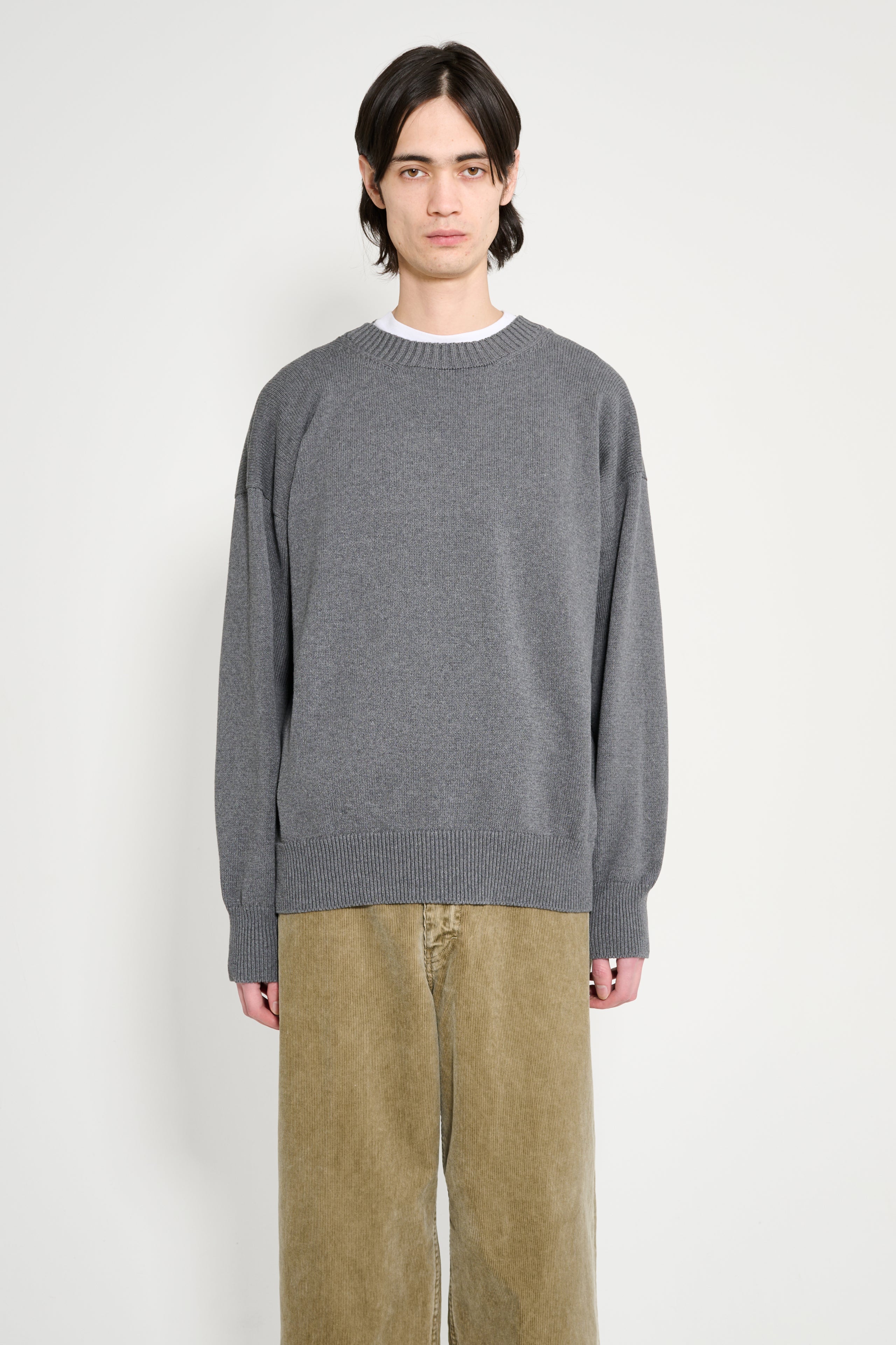 Margaret Howell MHL Cross Over Crew Dry Cotton Charcoal