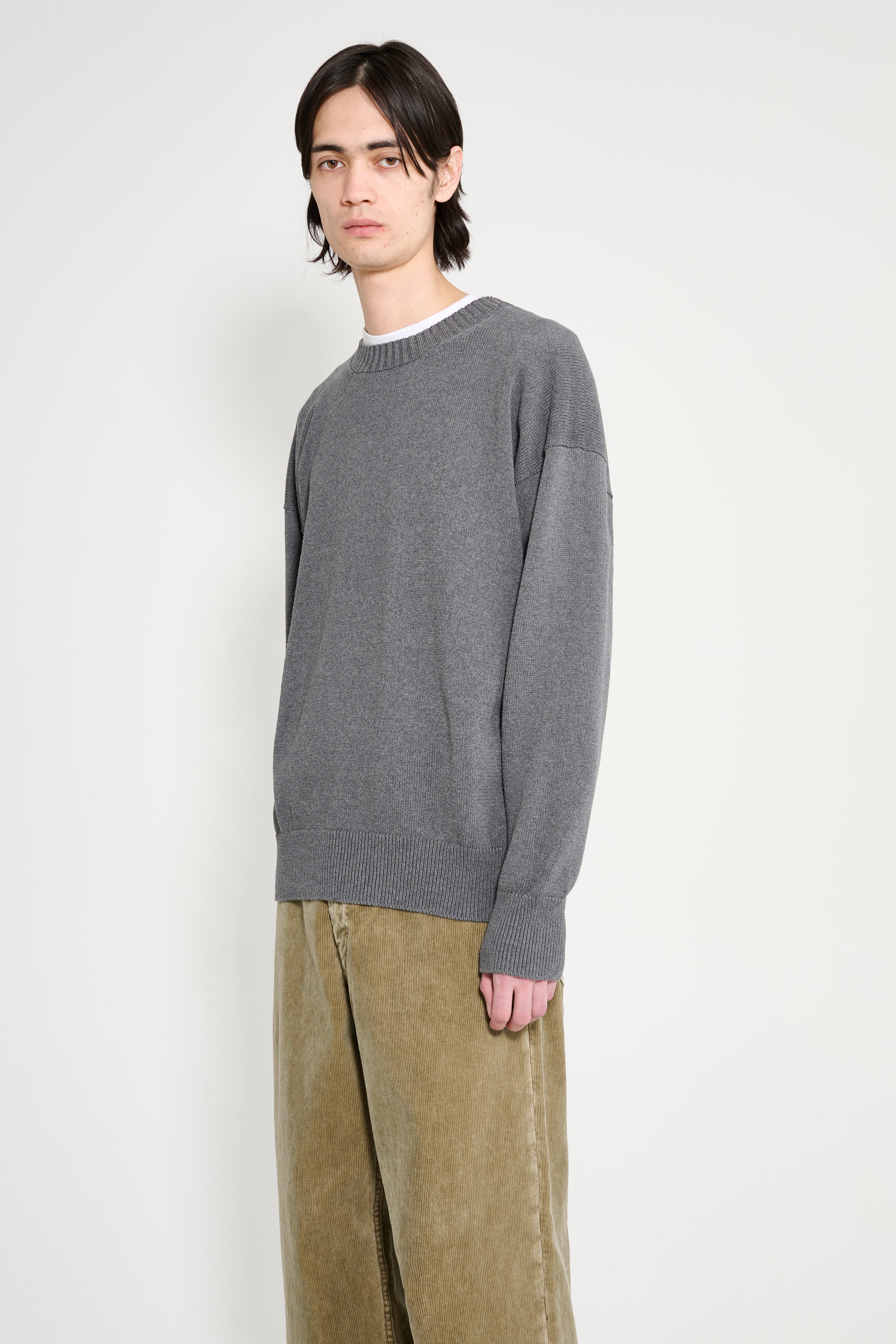 Margaret Howell MHL Cross Over Crew Dry Cotton Charcoal