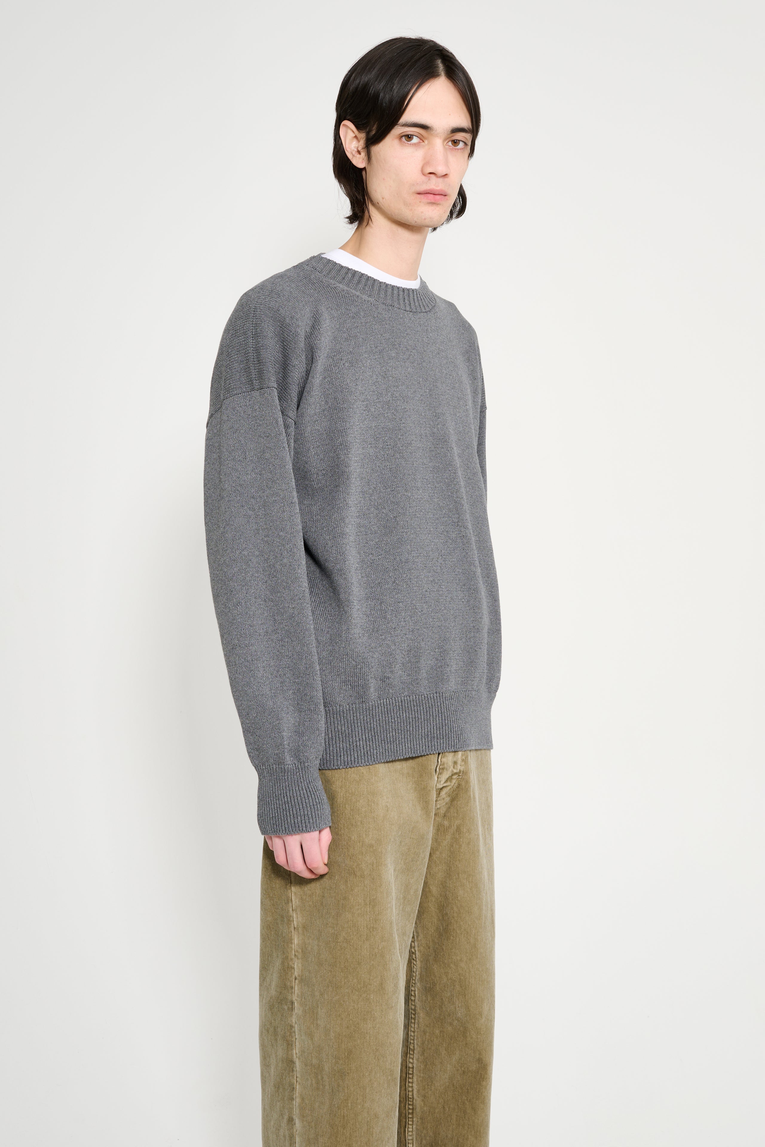 Margaret Howell MHL Cross Over Crew Dry Cotton Charcoal