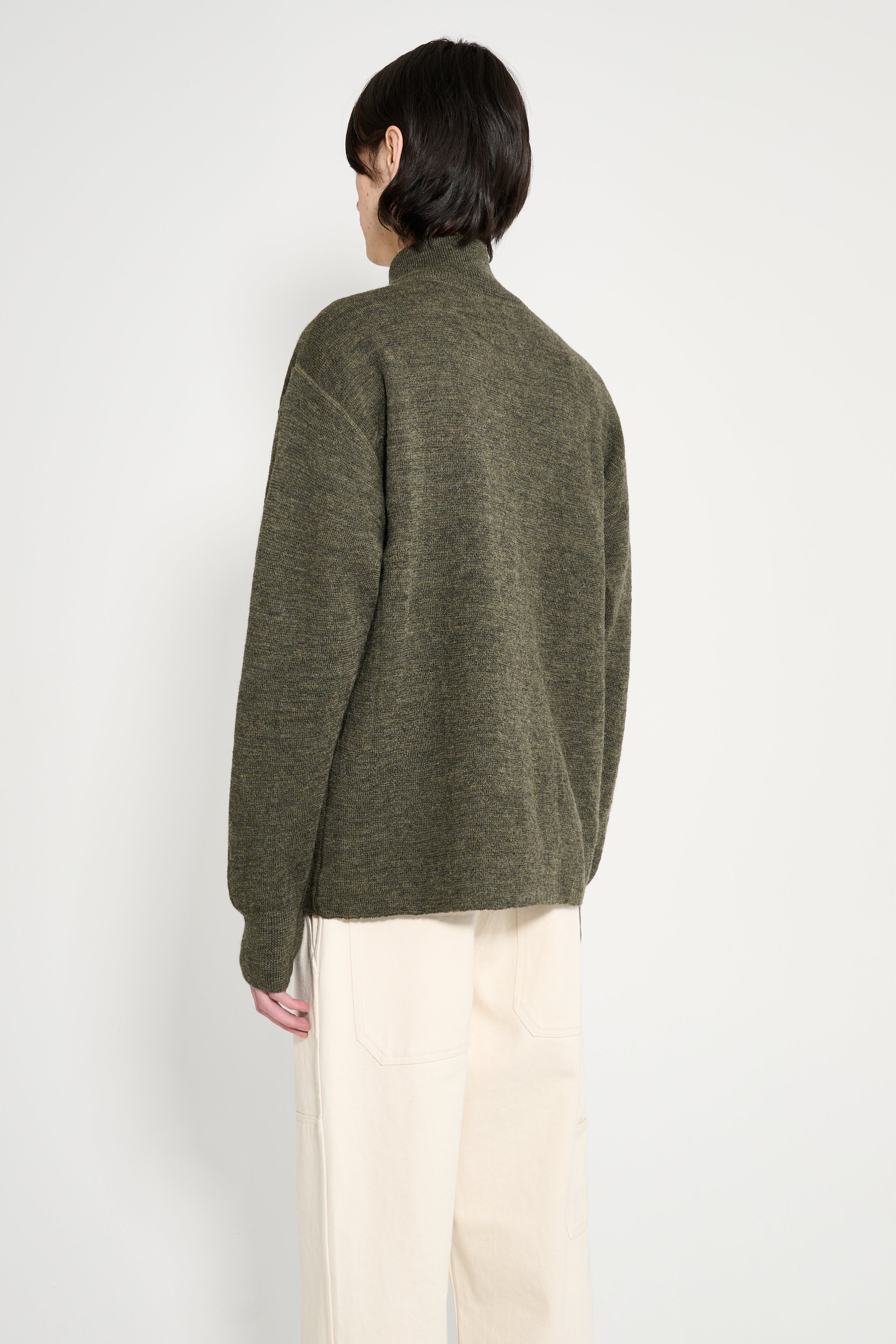 Margaret Howell MHL Stripe Zip Through Dry Wool Olive / Black