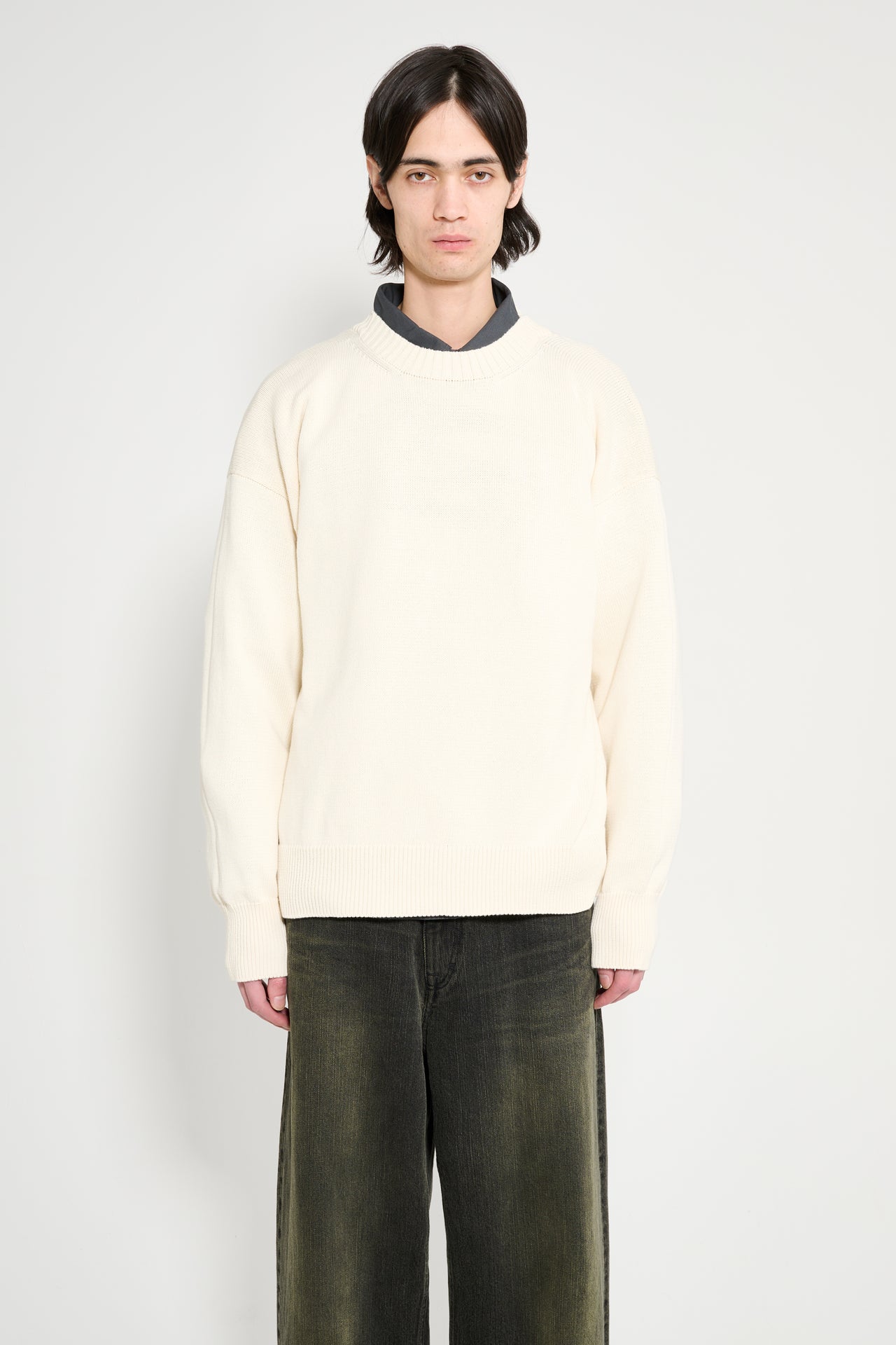 Margaret Howell MHL Cross Over Crew Dry Cotton Ecru