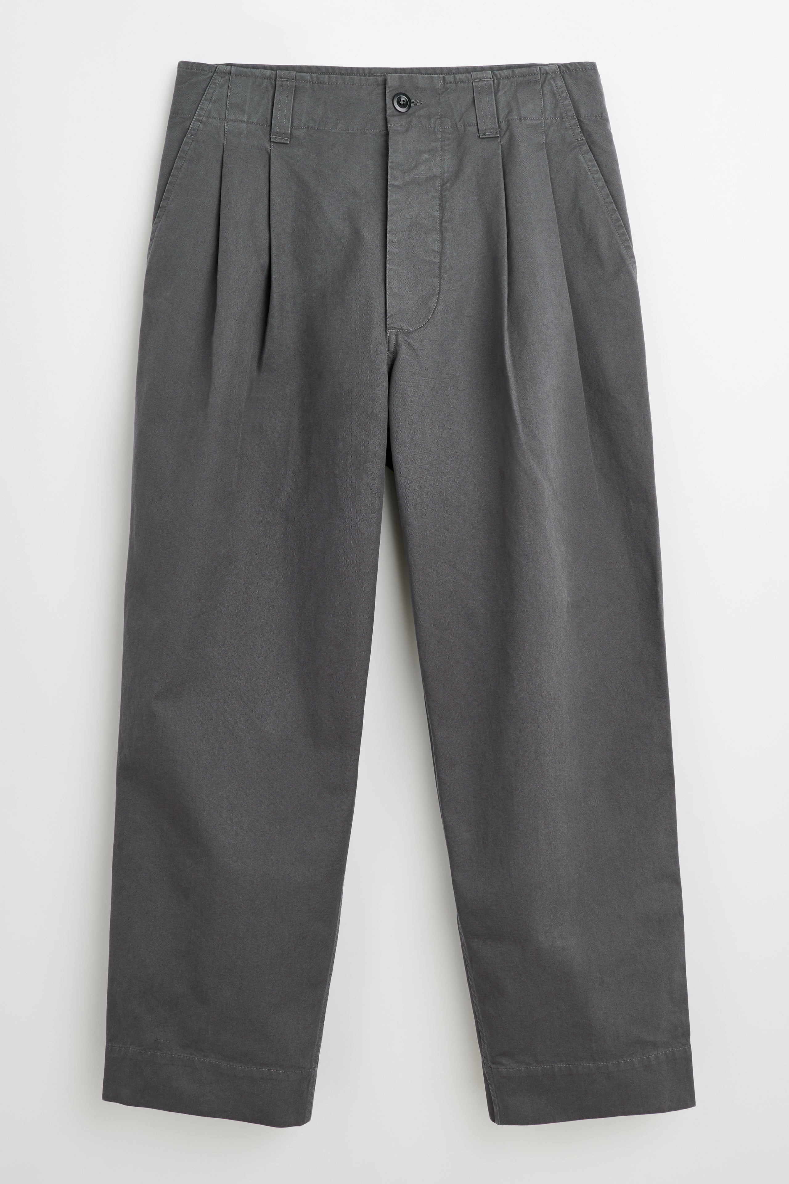 Margaret Howell MHL Stitch Pleat Trousers Compact Cotton Charcoal