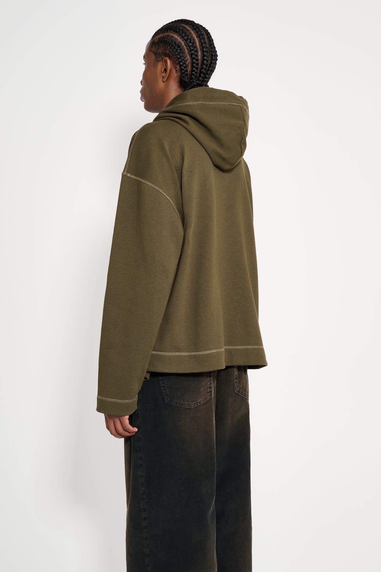 Margaret Howell MHL Button Hoodie Open End Jersey Seaweed
