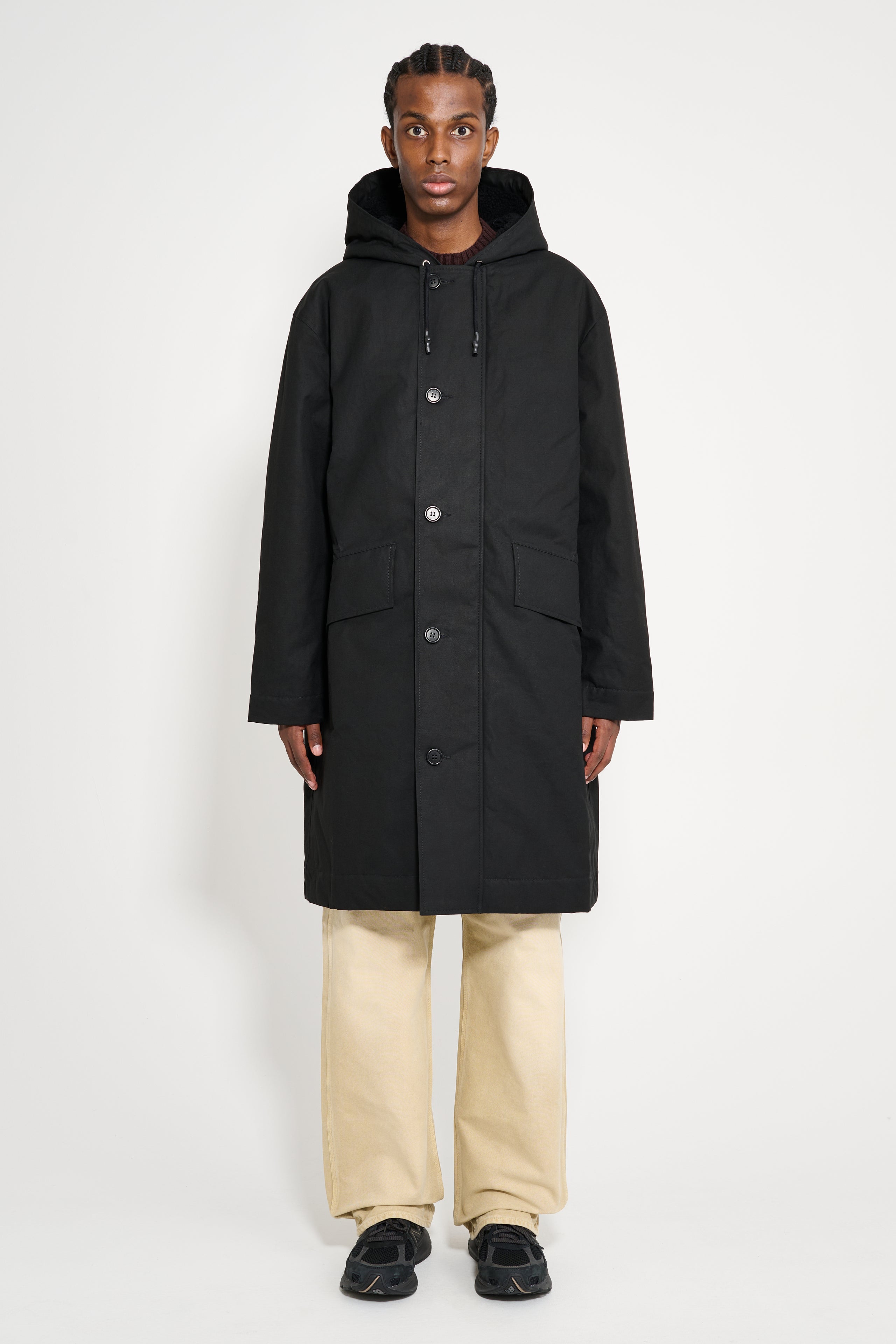 Margaret Howell MHL Hooded Deck Parka Dry Cotton Canvas Black