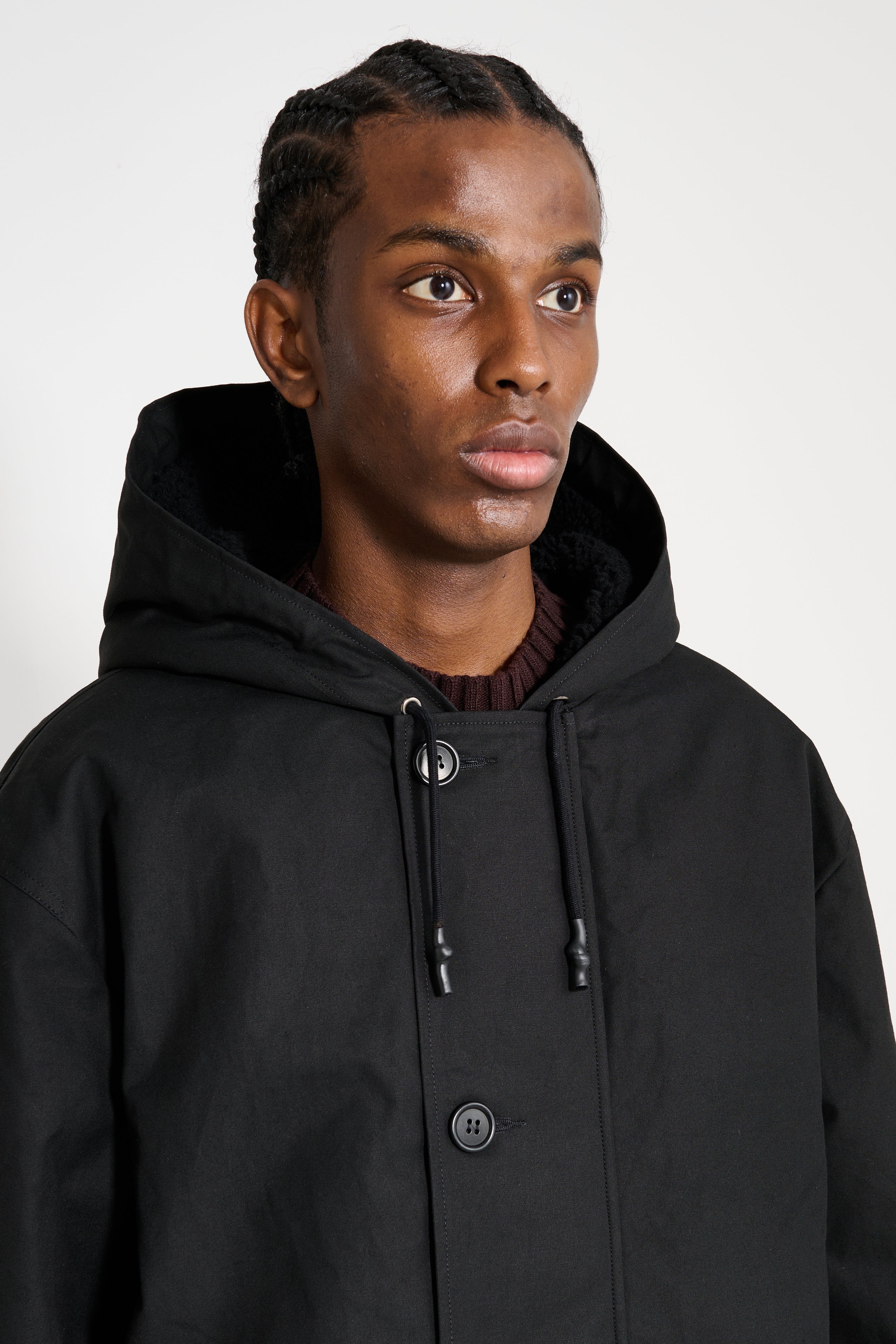 Margaret Howell MHL Hooded Deck Parka Dry Cotton Canvas Black