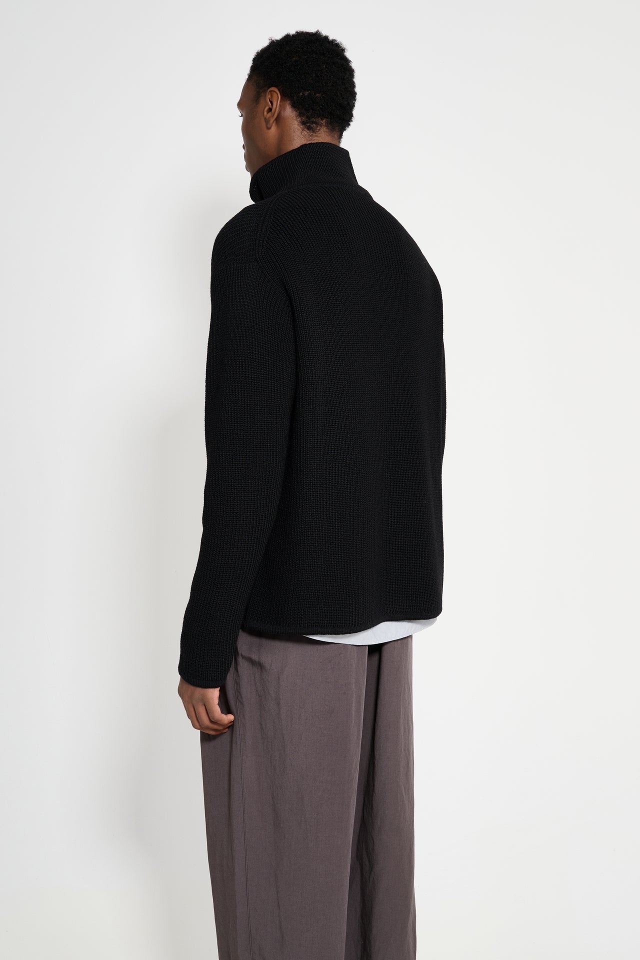 Margaret Howell Zip Through Cardigan Dry Wool Black