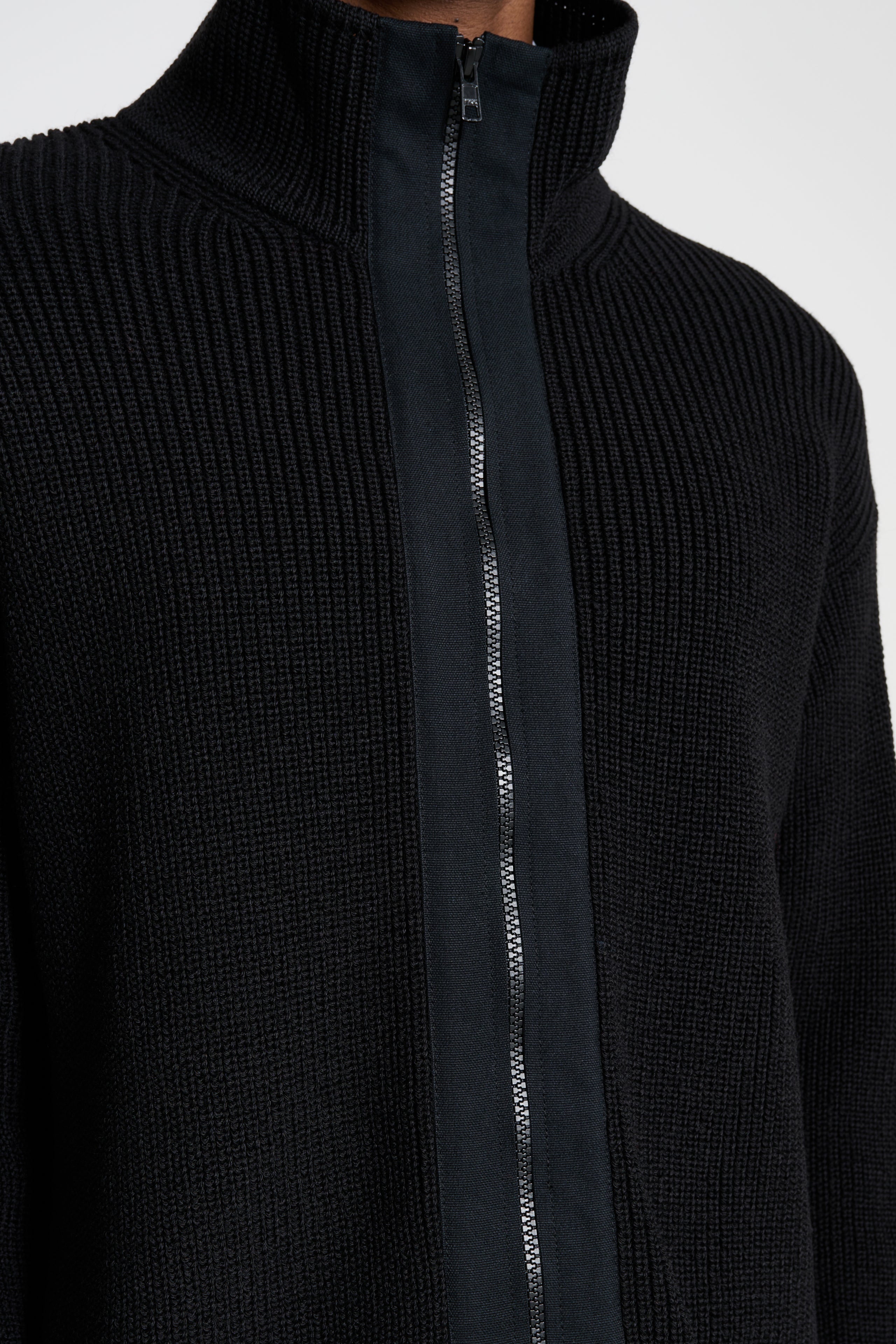 Margaret Howell Zip Through Cardigan Dry Wool Black