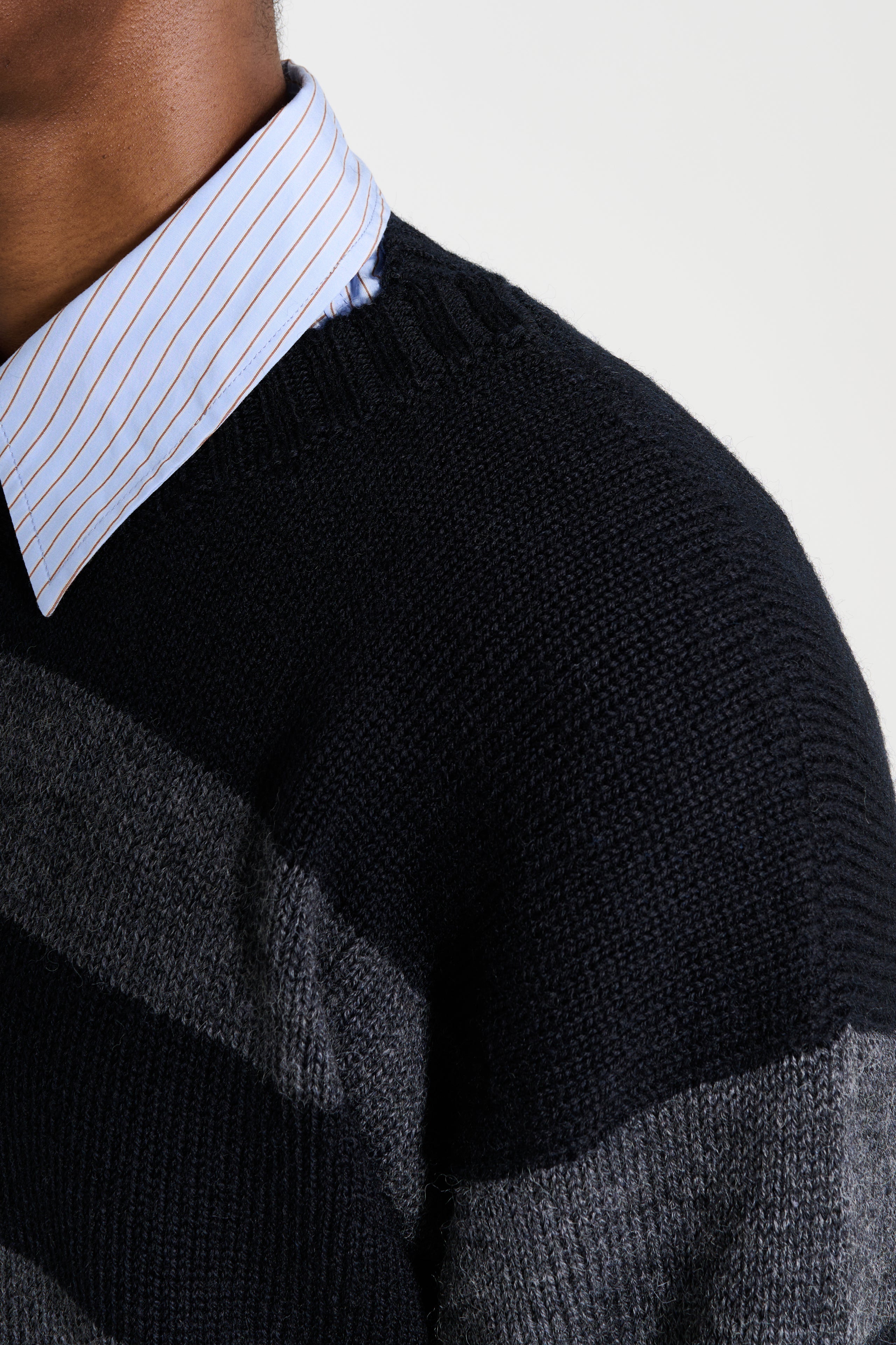 Margaret Howell MHL Graphic Striped Crew Black / Charcoal