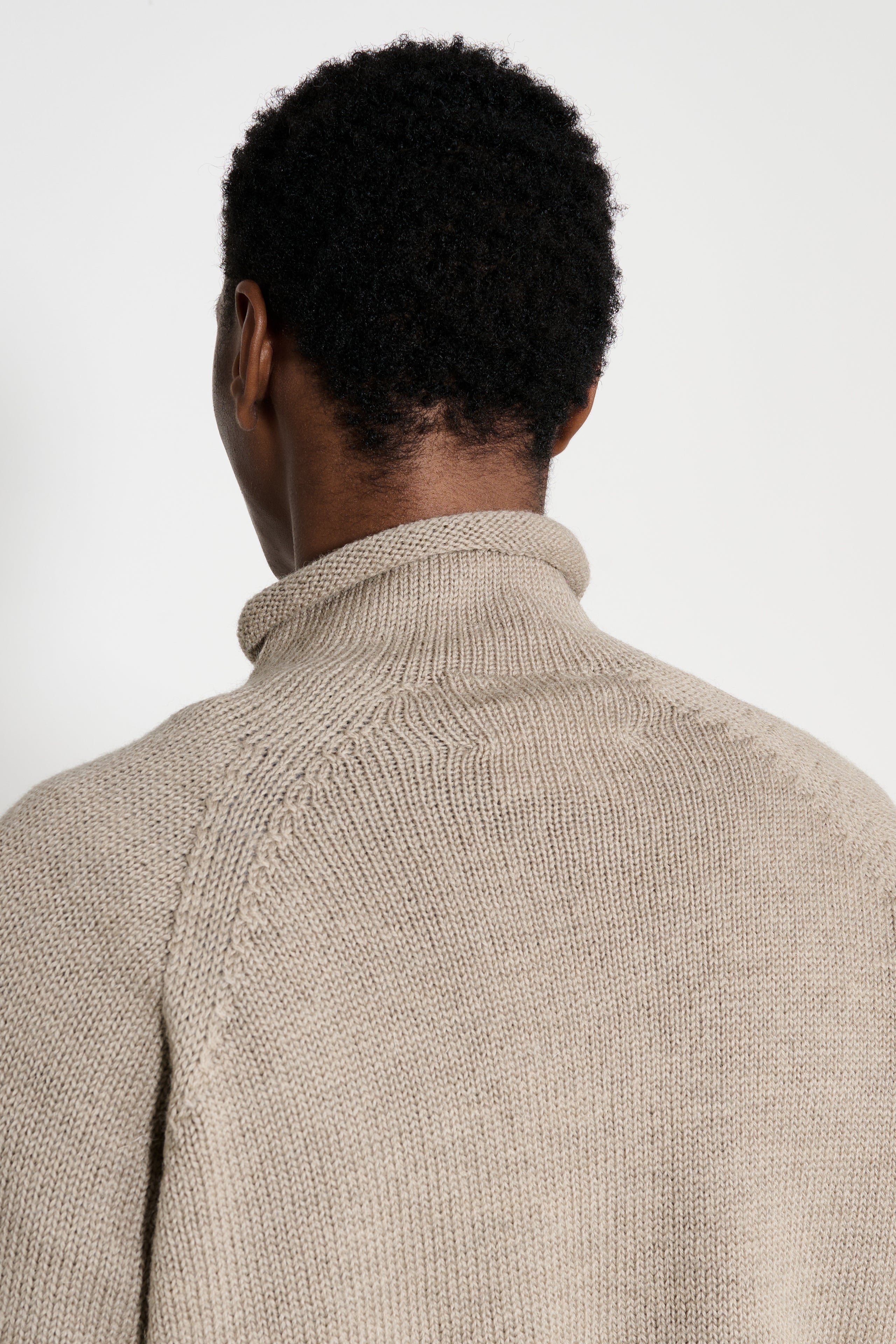 Margaret Howell MHL Rolled Edge Roll Neck Dry Merino Taupe