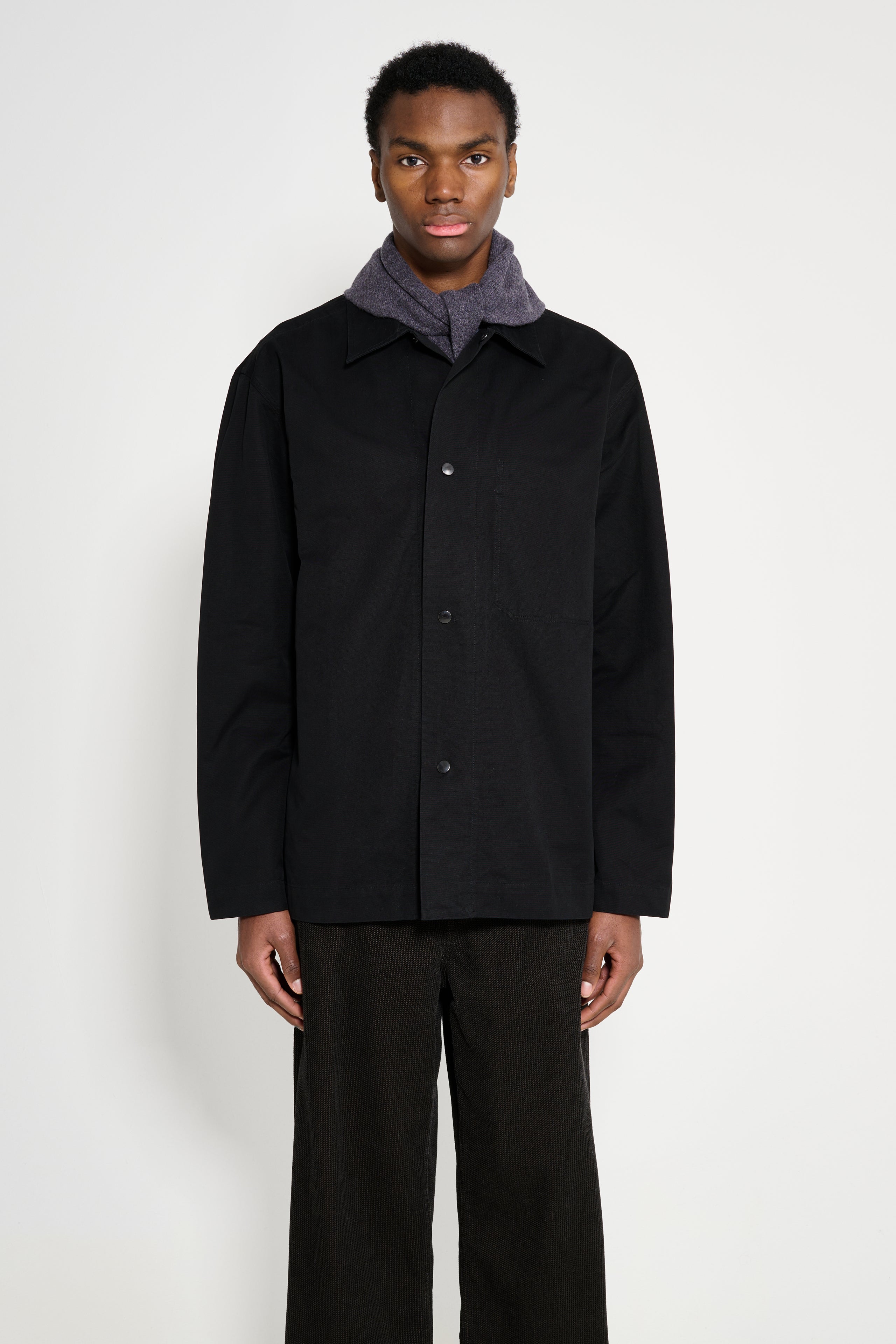 Margaret Howell MHL Chore Shirt Double Twisted Cotton Canvas Black