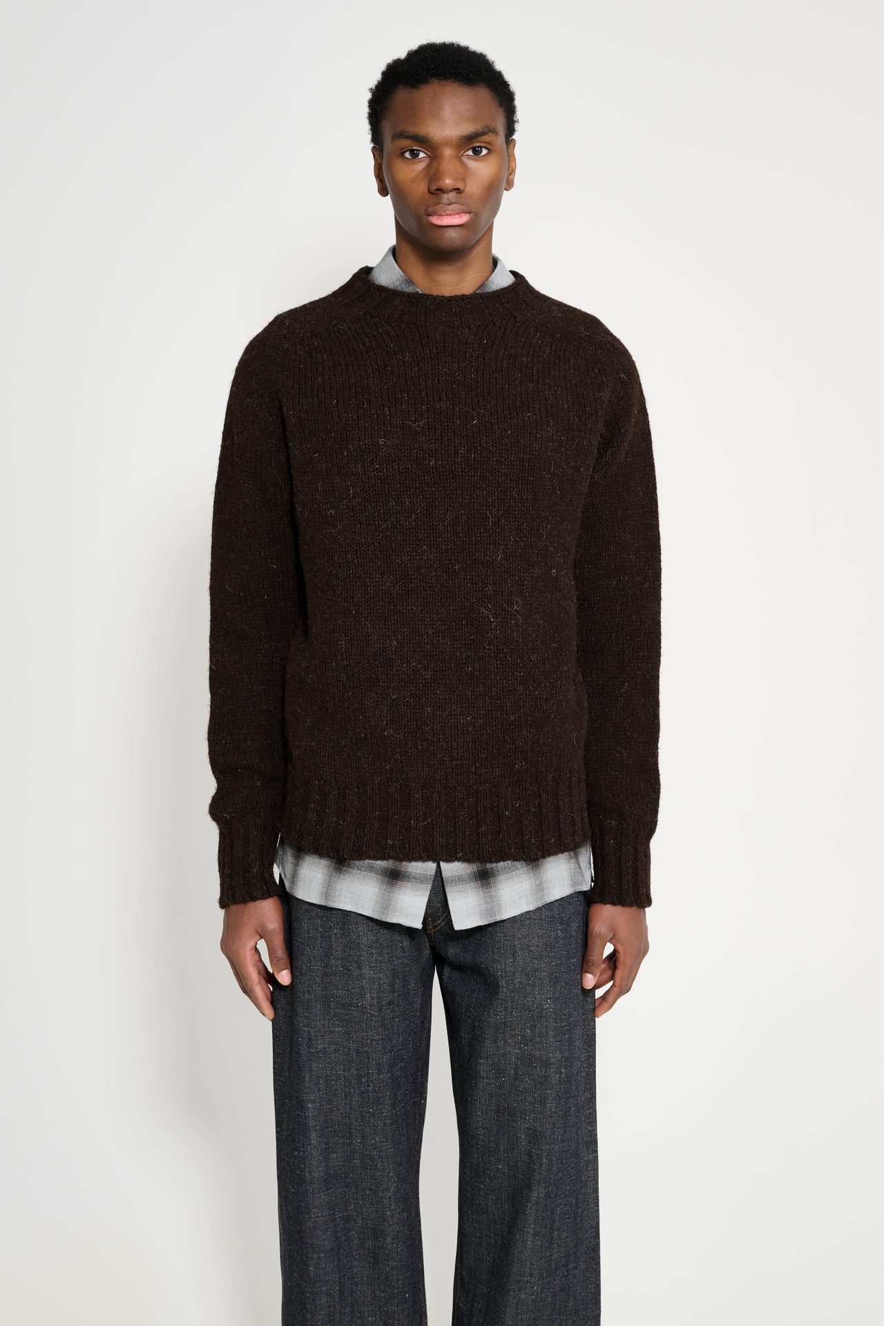 Margaret Howell MHL Chunky Seamless Crew Neck Dark Brown