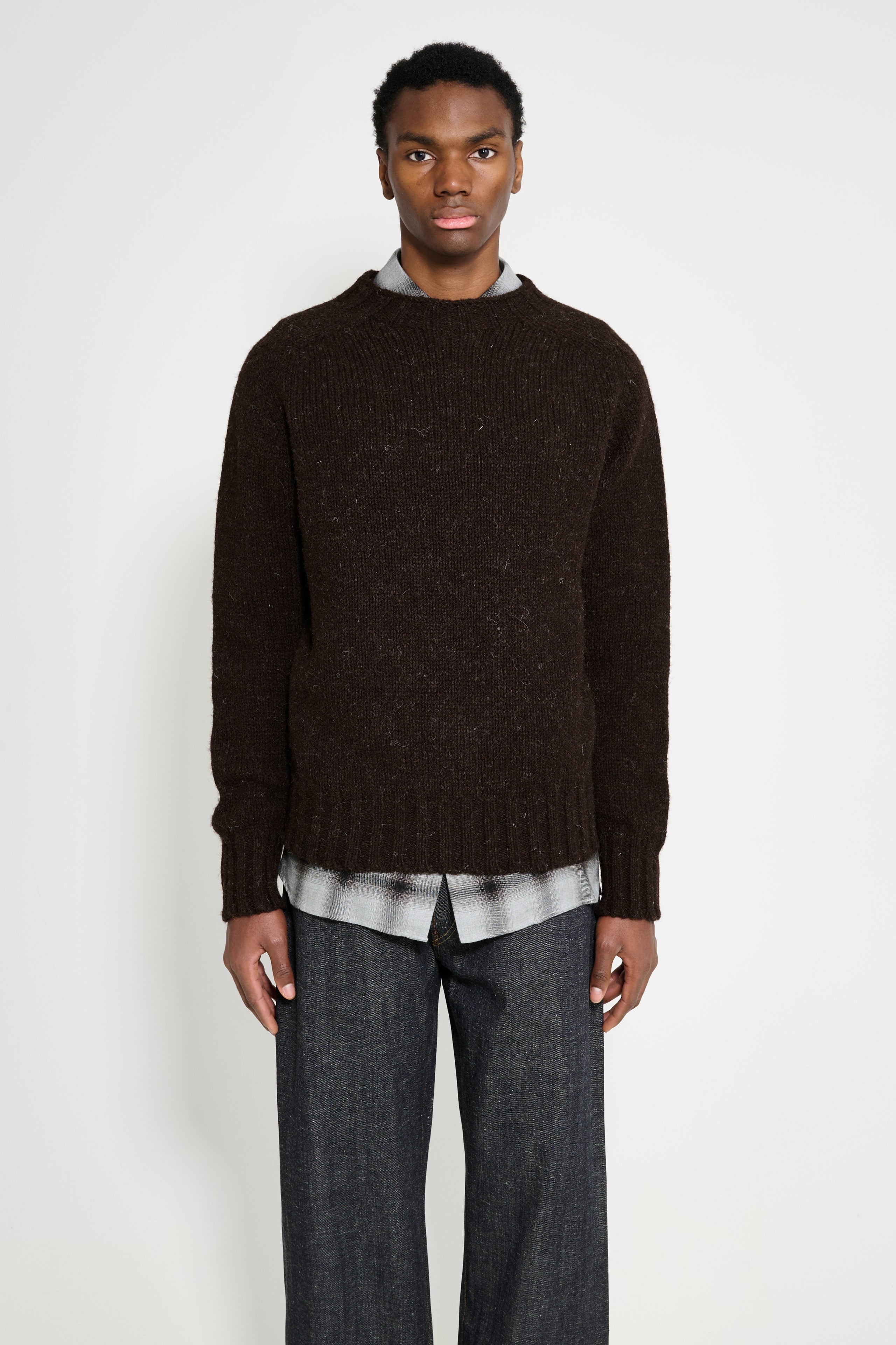 Margaret Howell MHL Chunky Seamless Crew Neck Dark Brown
