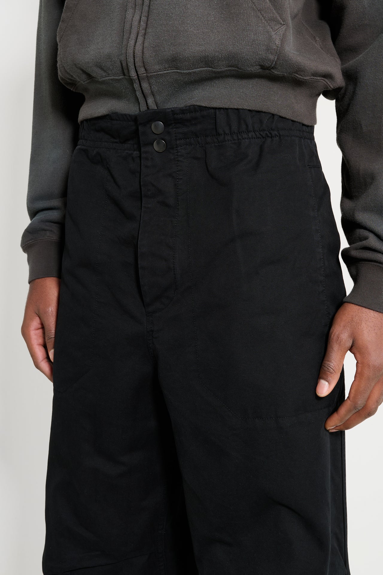 Margaret Howell MHL Press Stud Trousers Cotton Canvas Black