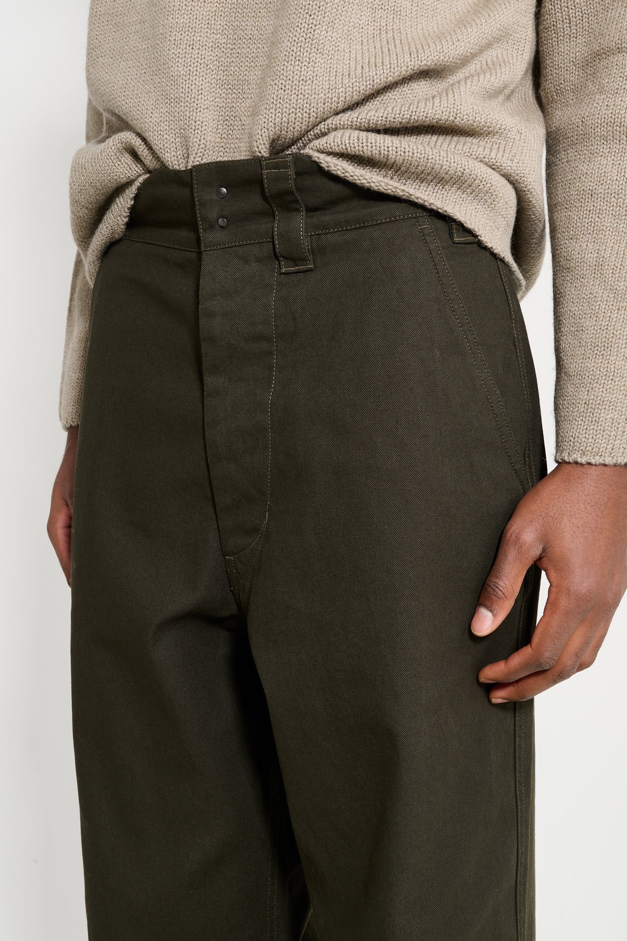 Margaret Howell MHL Wide Waistband Trousers Dry Cotton Cedar