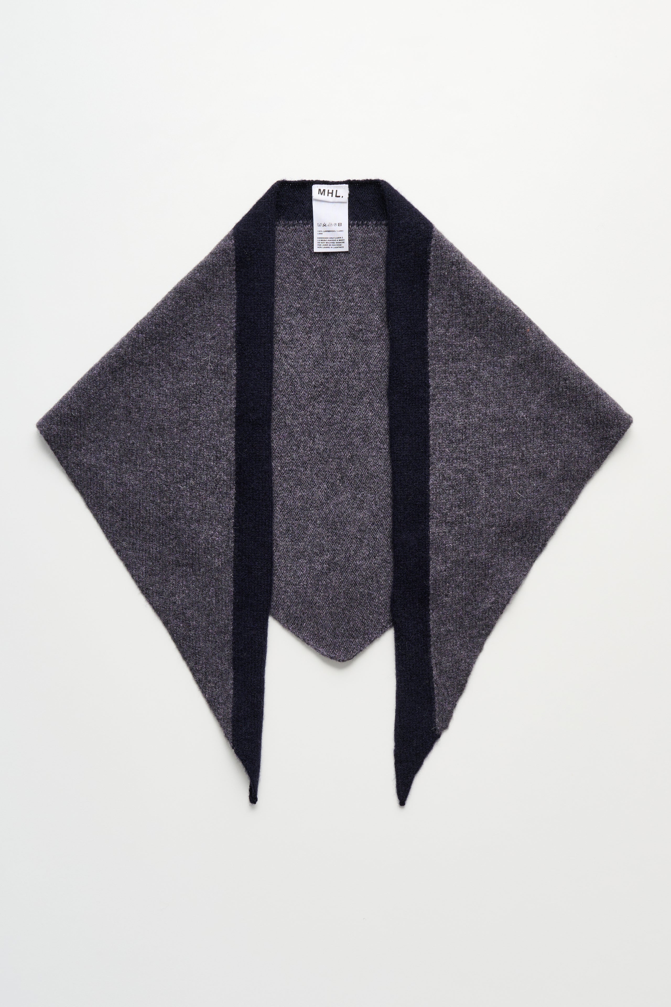 Margaret Howell MHL Tipped Scout Scarf Lambswool Grey / Ink