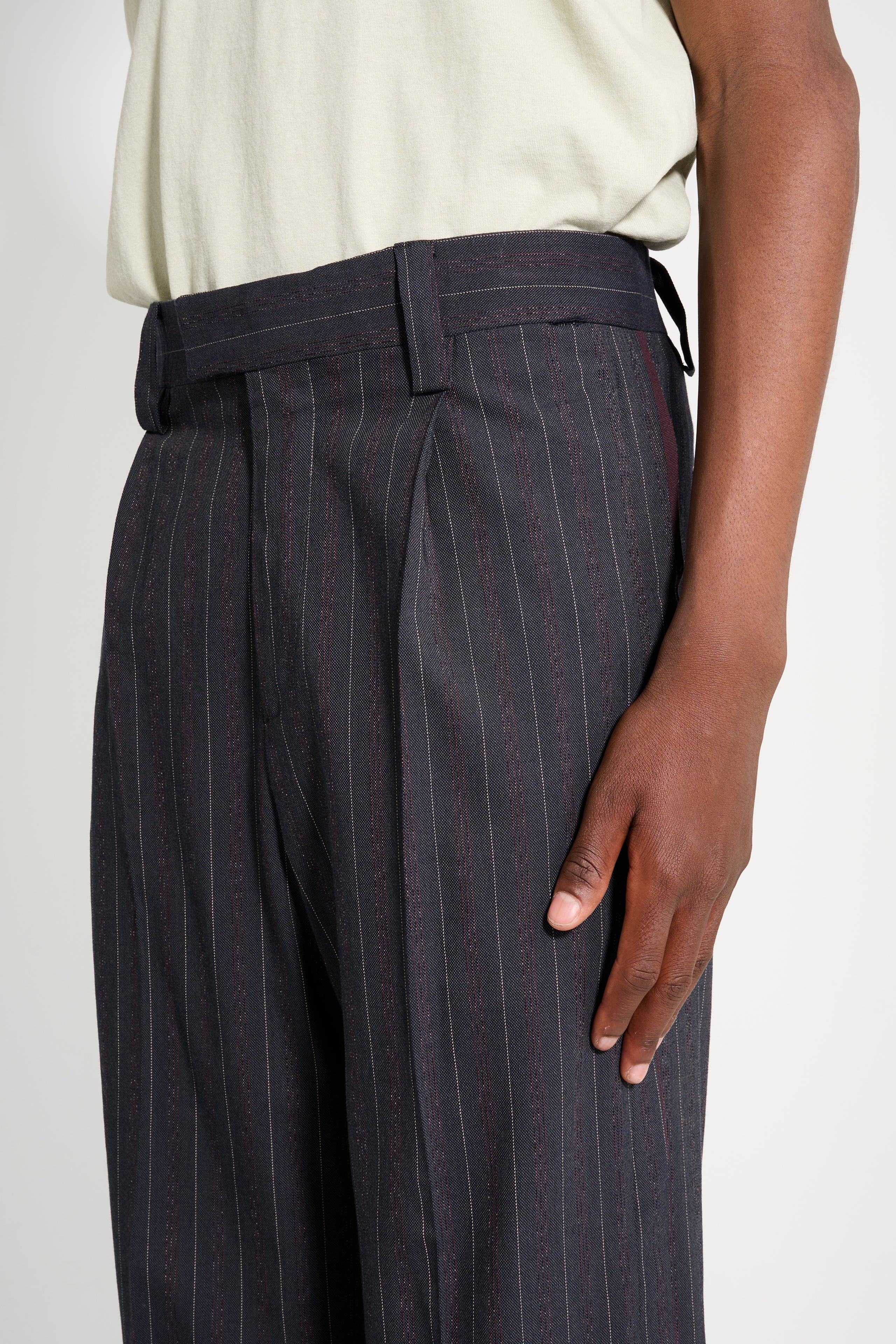 TRES BIEN ATELJÉ Paneled Suit Trouser Grey Stripe