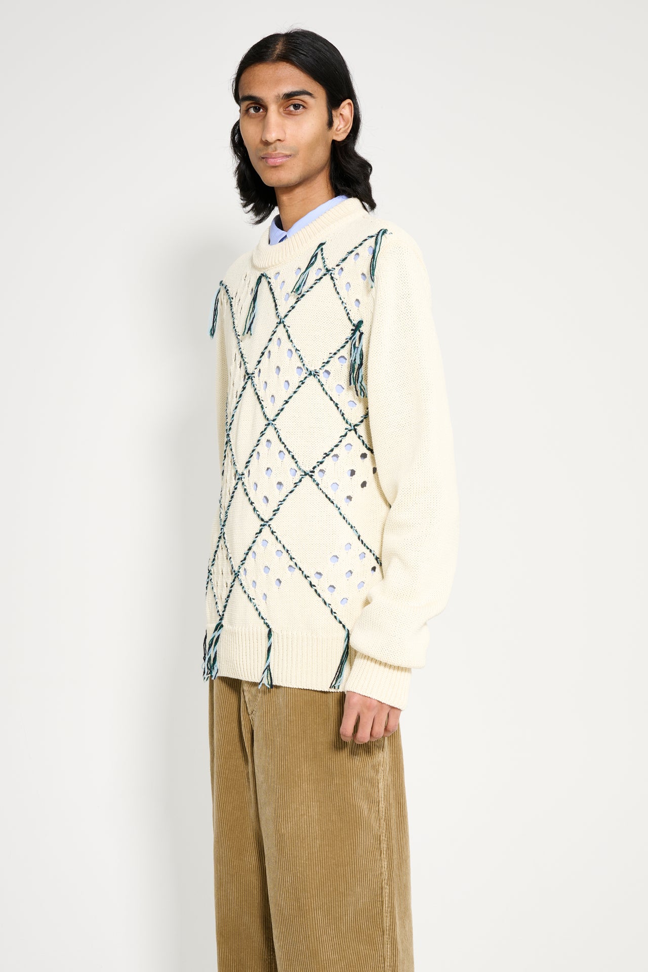 Namacheko Intarsia Quilt Crewneck Natural