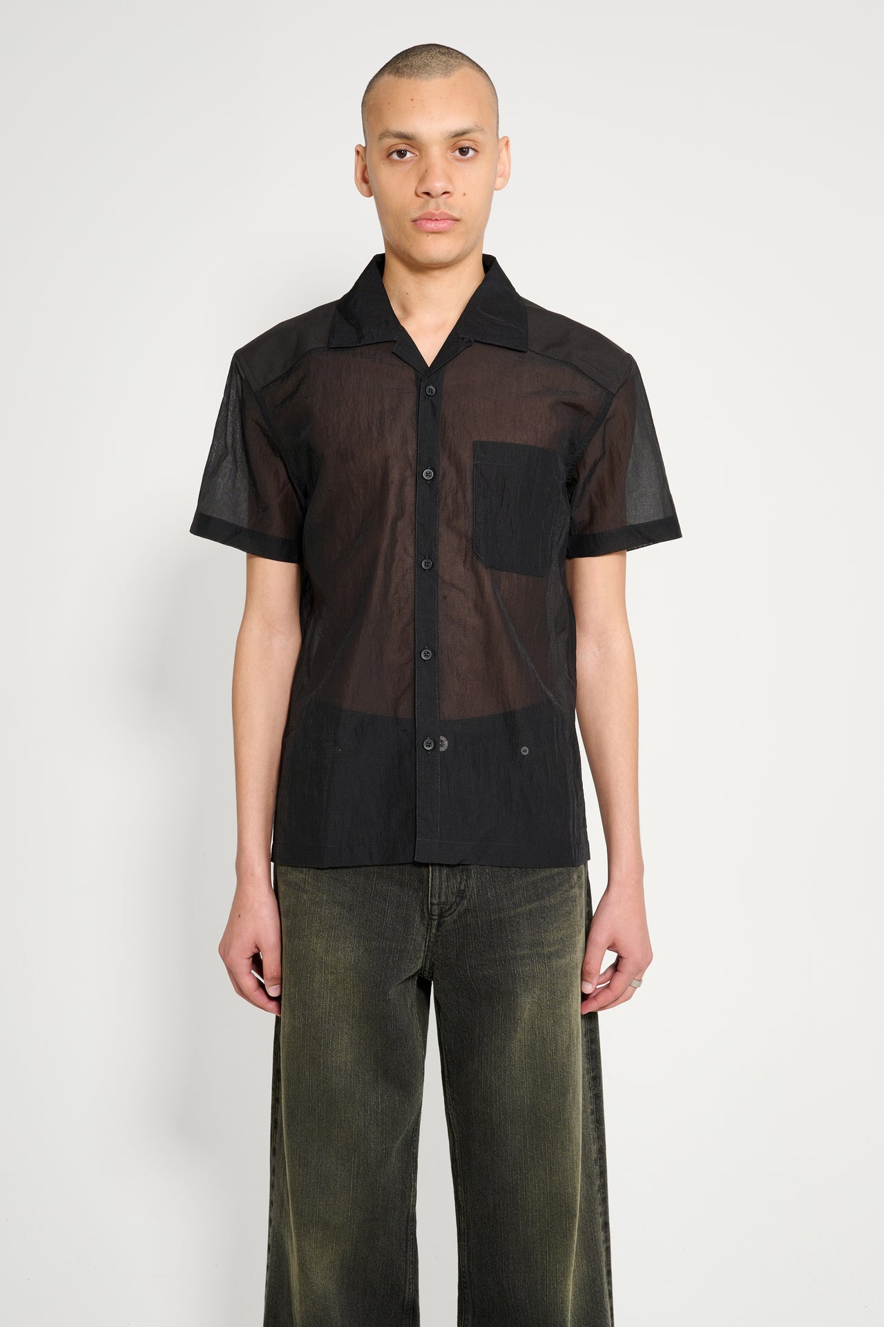 Olly Shinder Sheer Army Shirt With Cordura Yoke Black