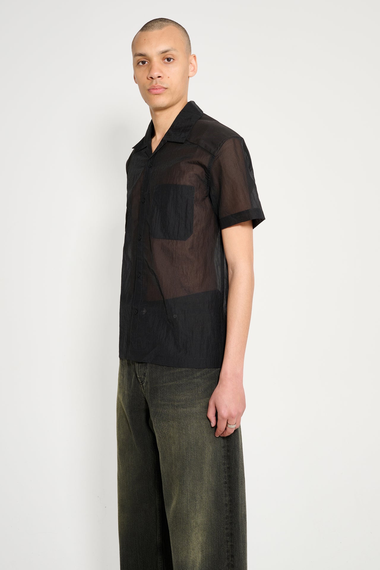 Olly Shinder Sheer Army Shirt With Cordura Yoke Black