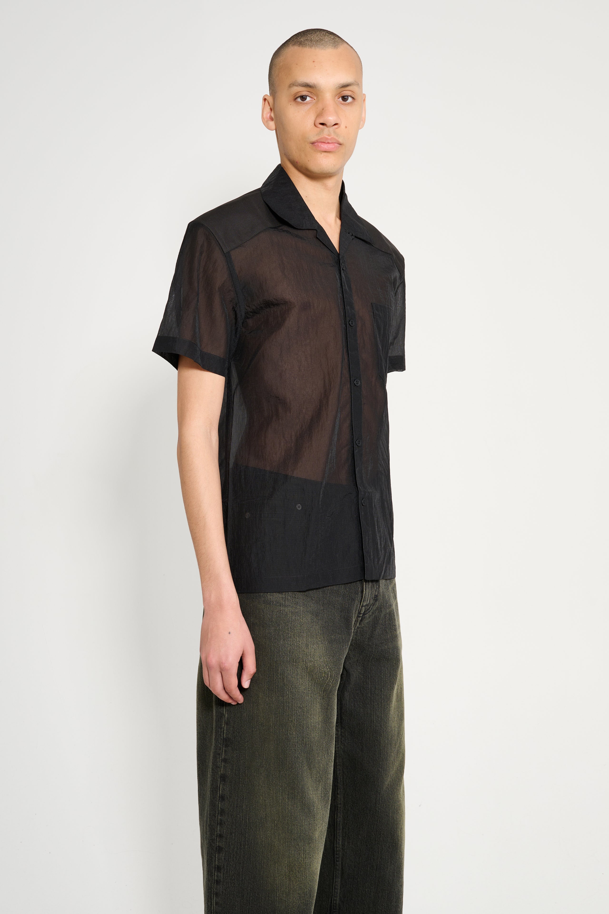 Olly Shinder Sheer Army Shirt With Cordura Yoke Black
