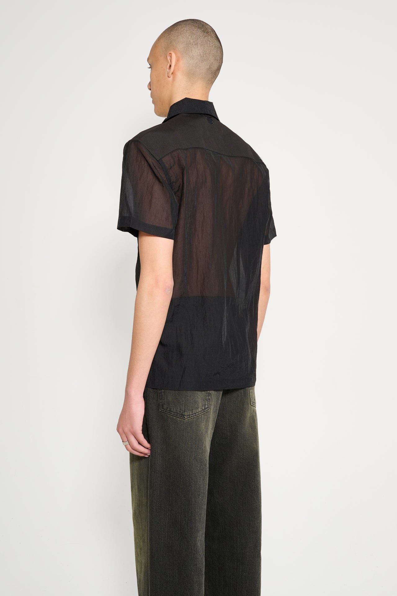 Olly Shinder Sheer Army Shirt With Cordura Yoke Black
