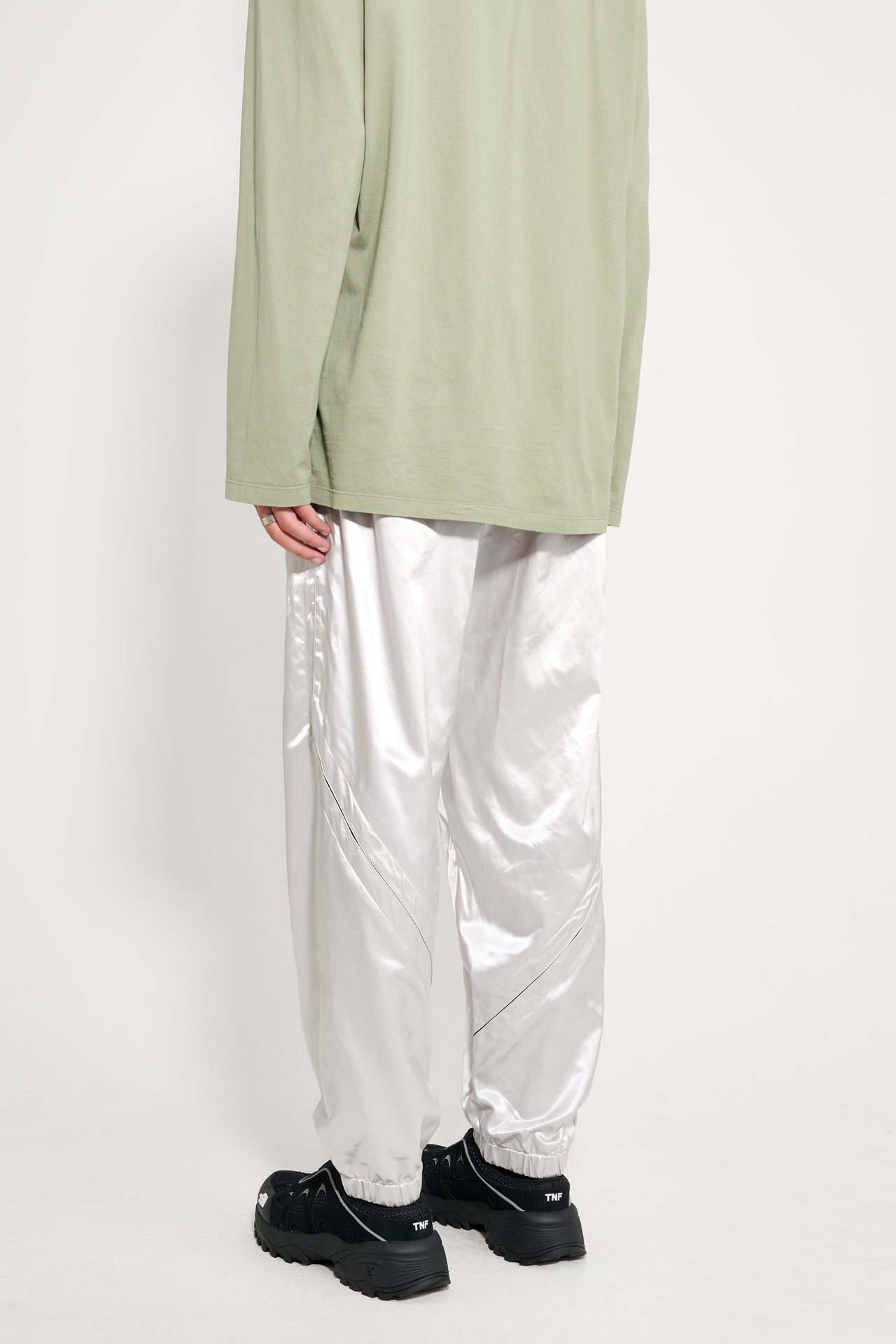 Olly Shinder Wet Look Nylon Split Jogger Silver