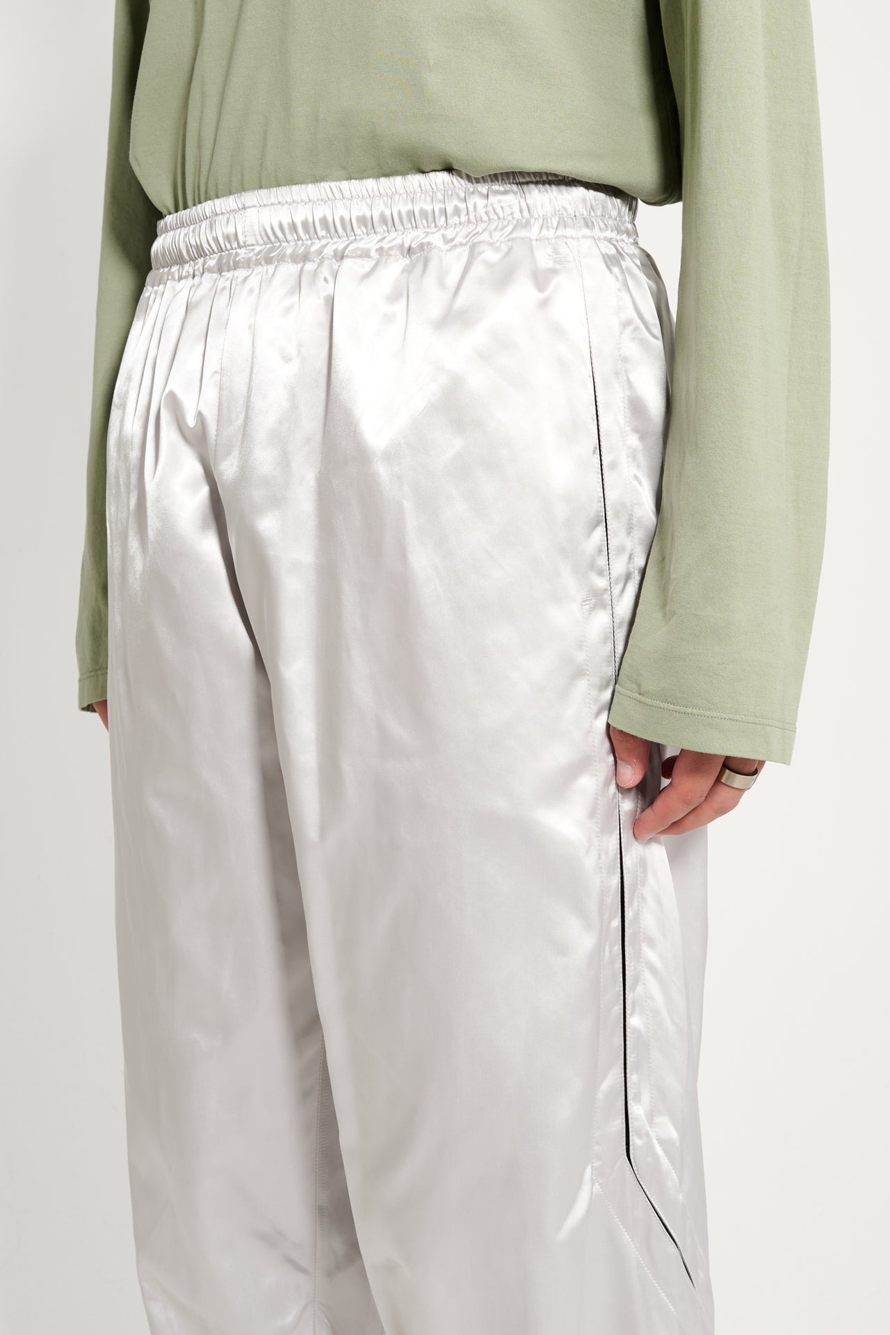 Olly Shinder Wet Look Nylon Split Jogger Silver