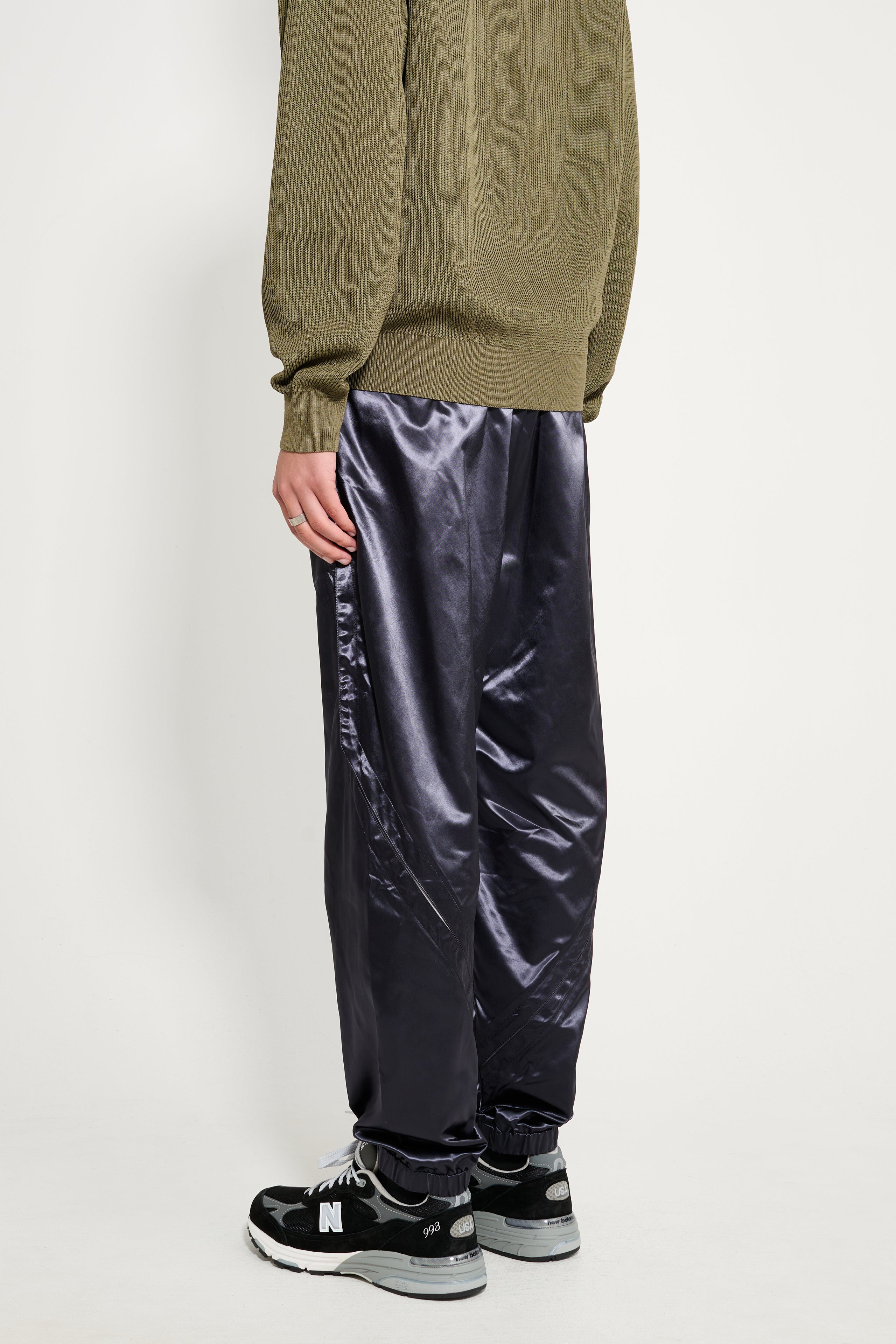 Olly Shinder Wet Look Nylon Split Jogger Black
