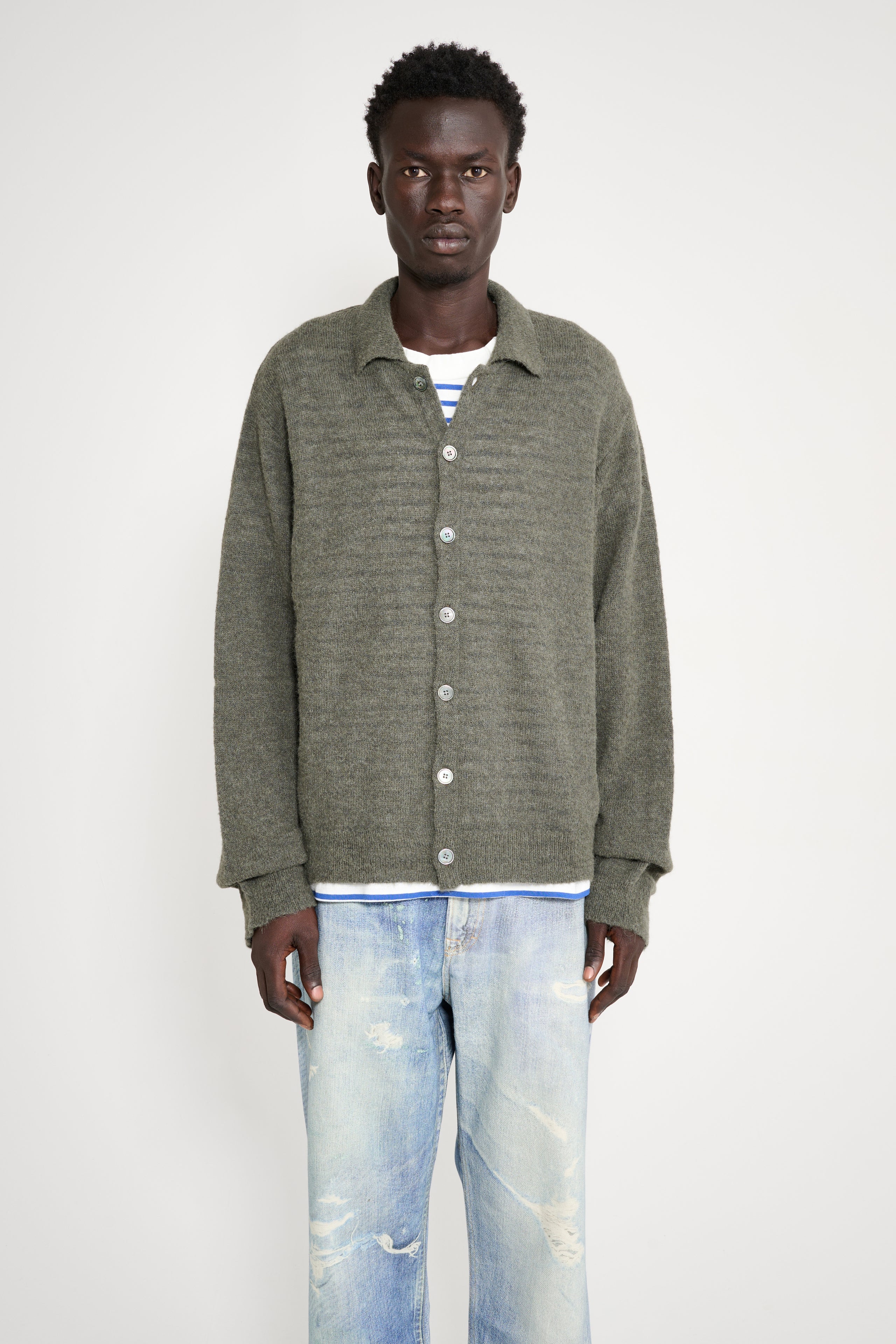 Our Legacy Evening Polo Moss Green Fuzzy Alpaca