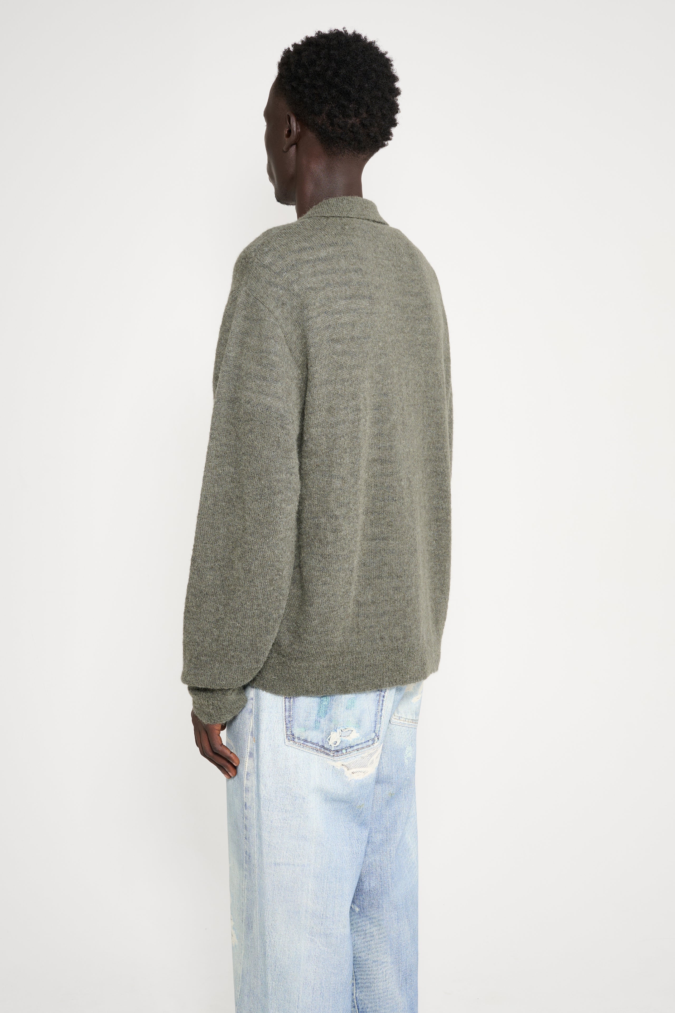 Our Legacy Evening Polo Moss Green Fuzzy Alpaca