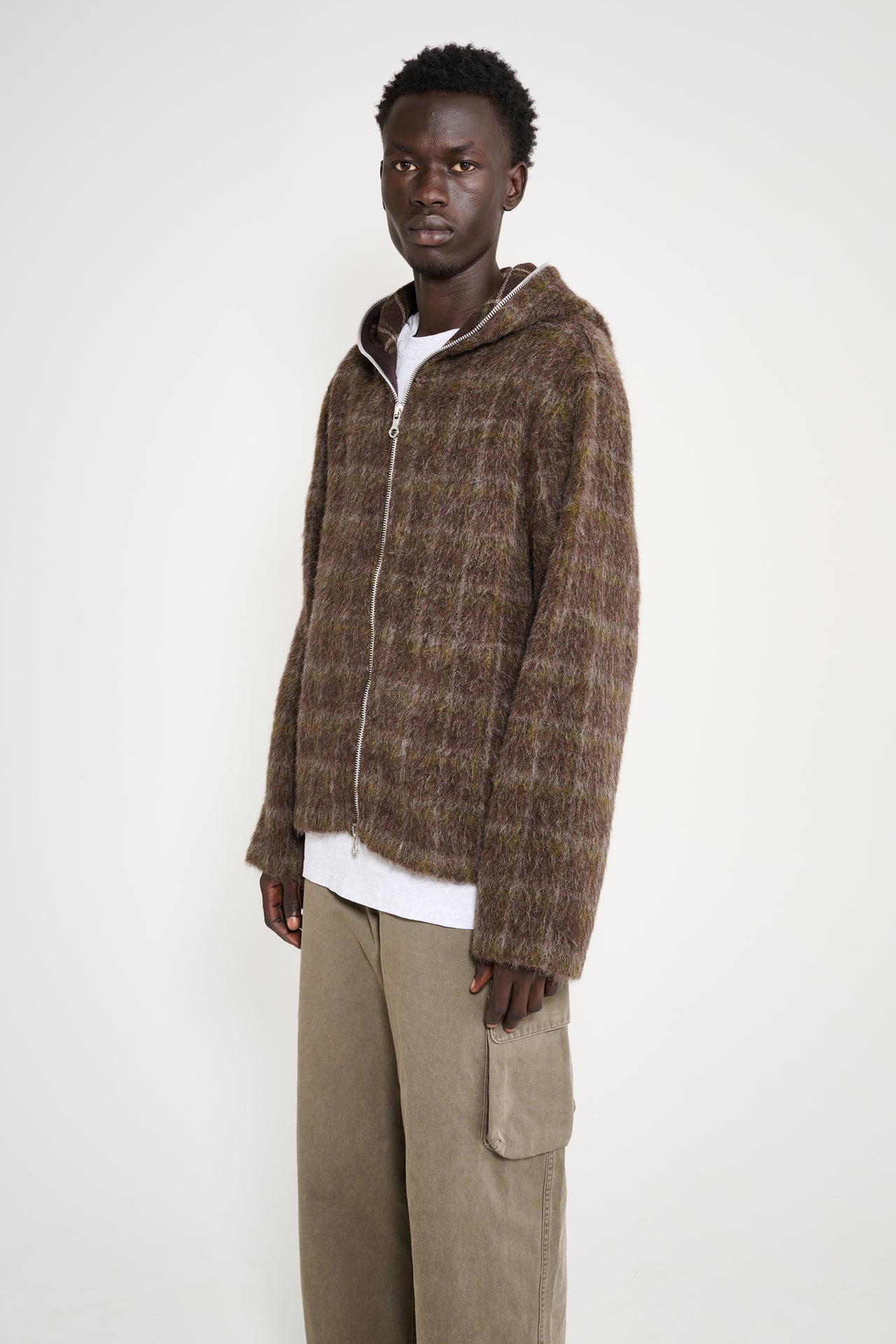 Our Legacy Full Zip Hood Dorf Check Hairy Wool