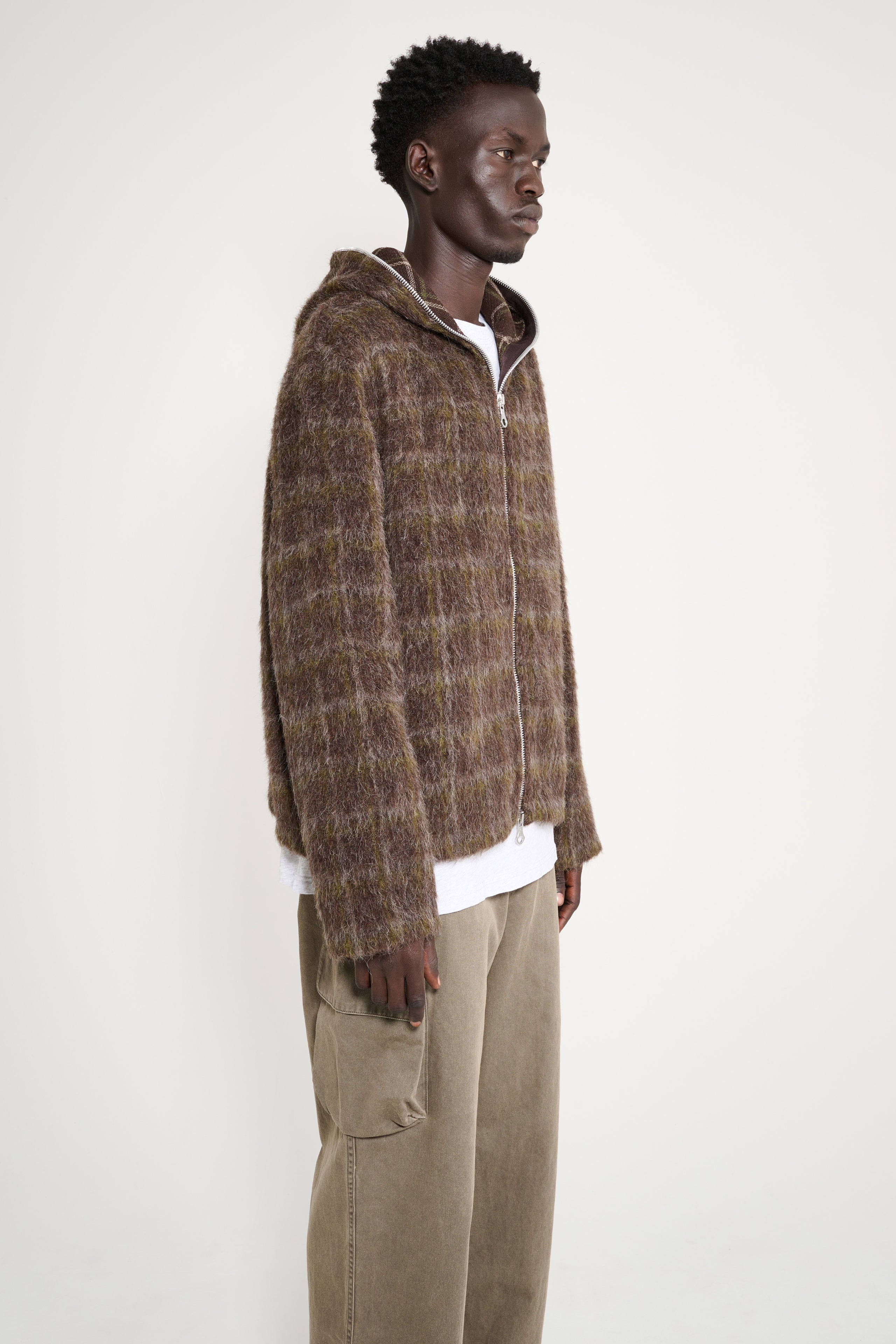 Our Legacy Full Zip Hood Dorf Check Hairy Wool