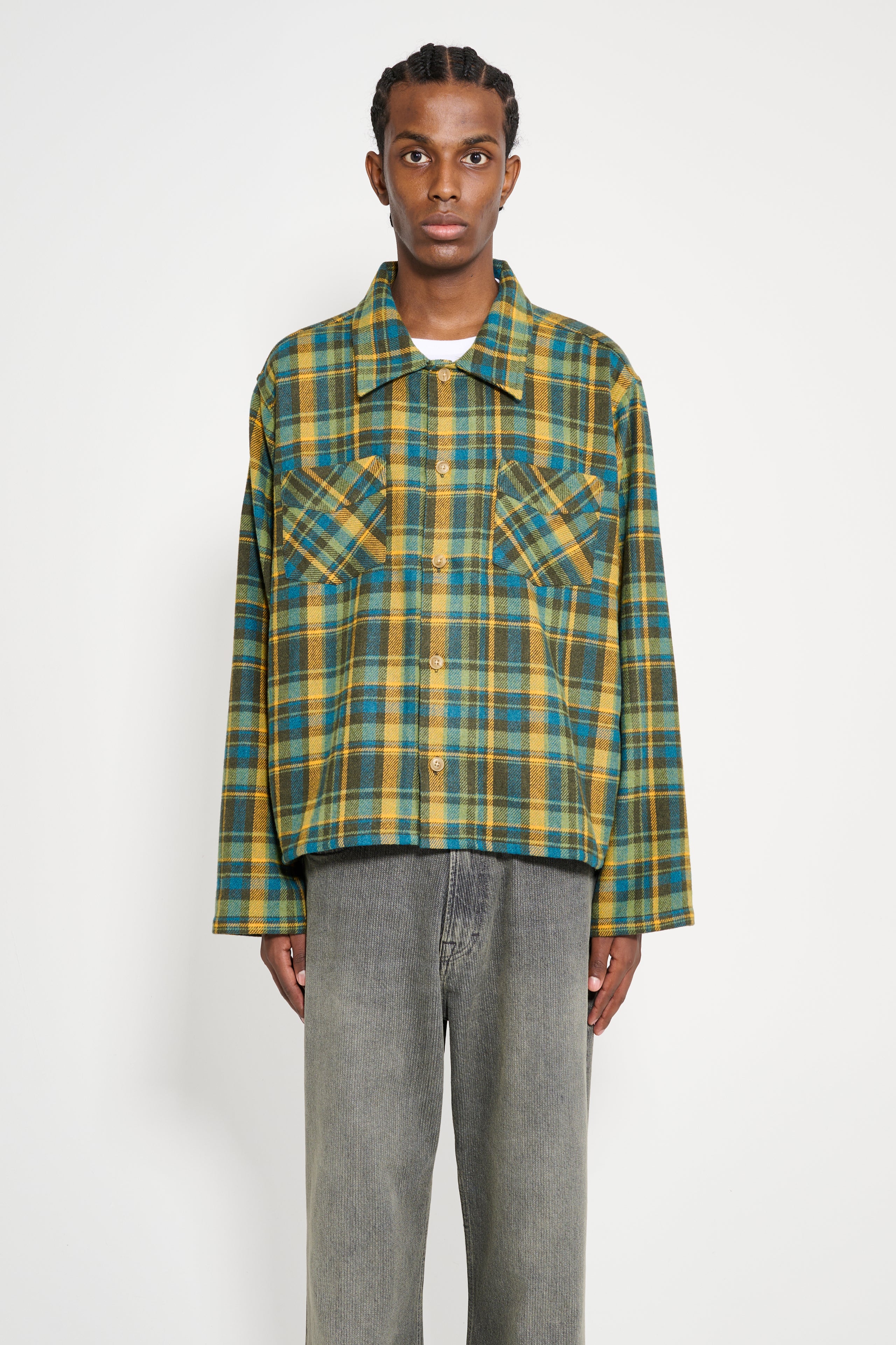Stockholm Surfboard Club Flannel Overshirt Mustard Check