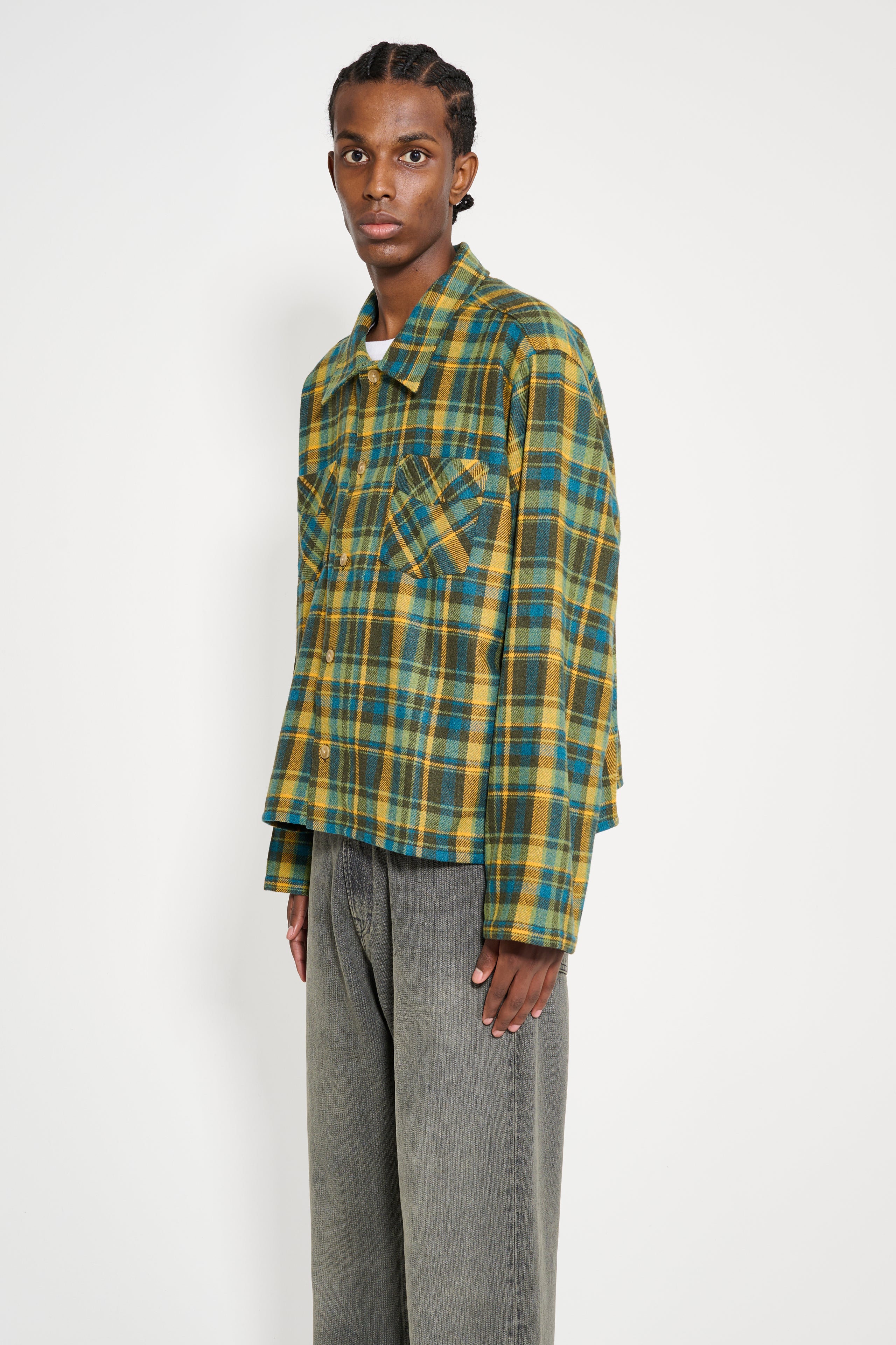 Stockholm Surfboard Club Flannel Overshirt Mustard Check