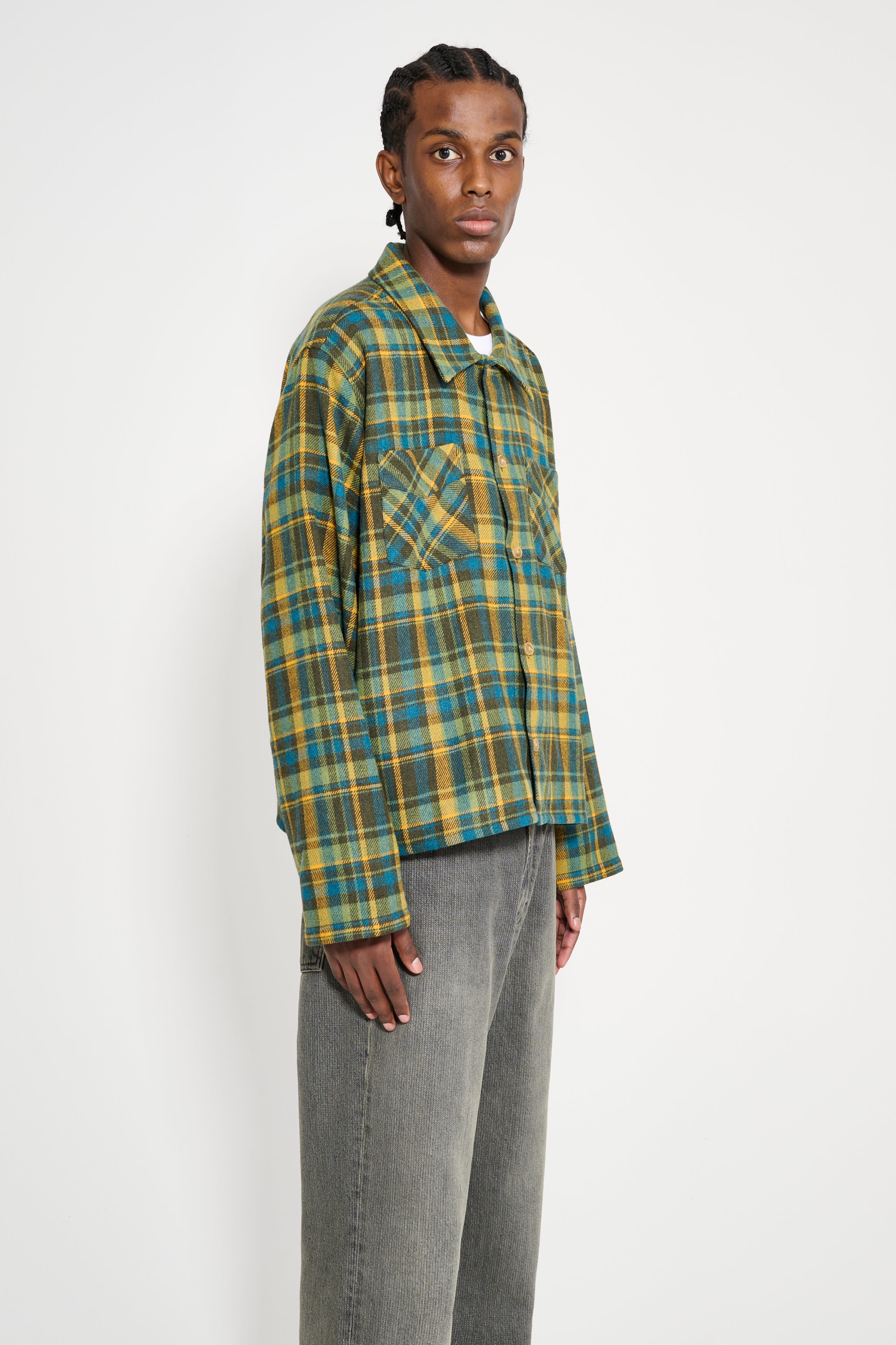Stockholm Surfboard Club Flannel Overshirt Mustard Check