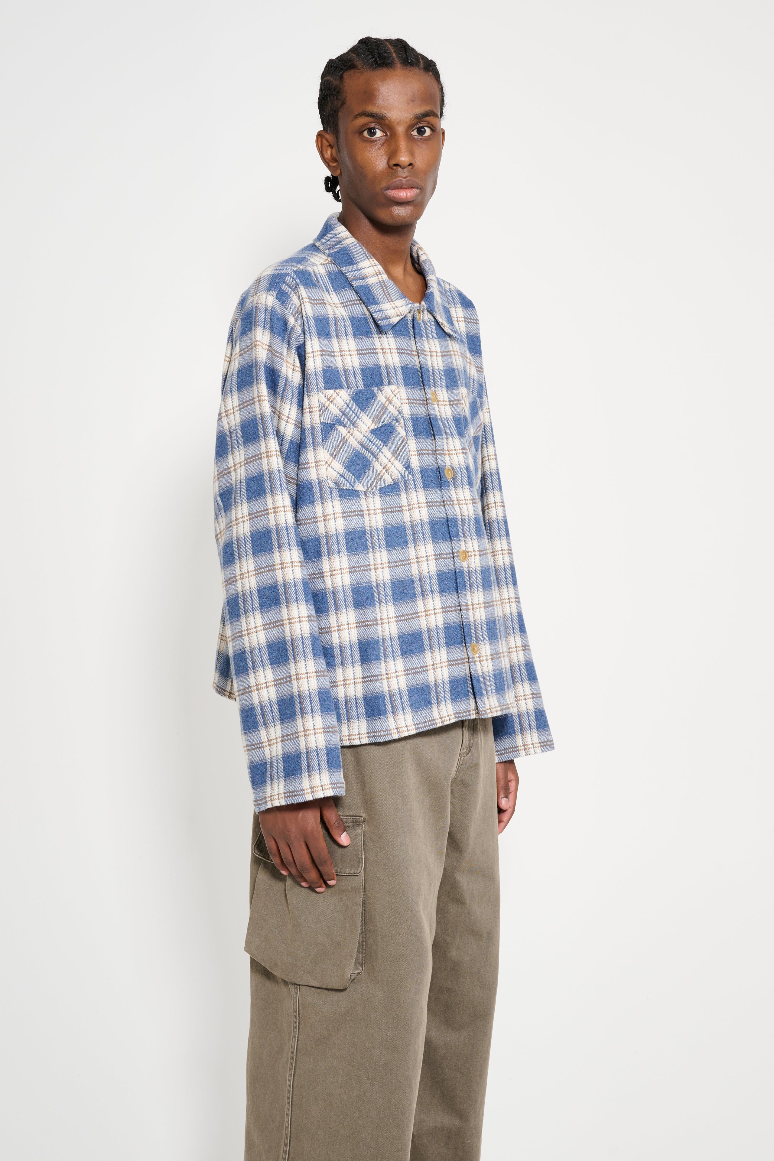 Stockholm Surfboard Club Flannel Overshirt Blue Check