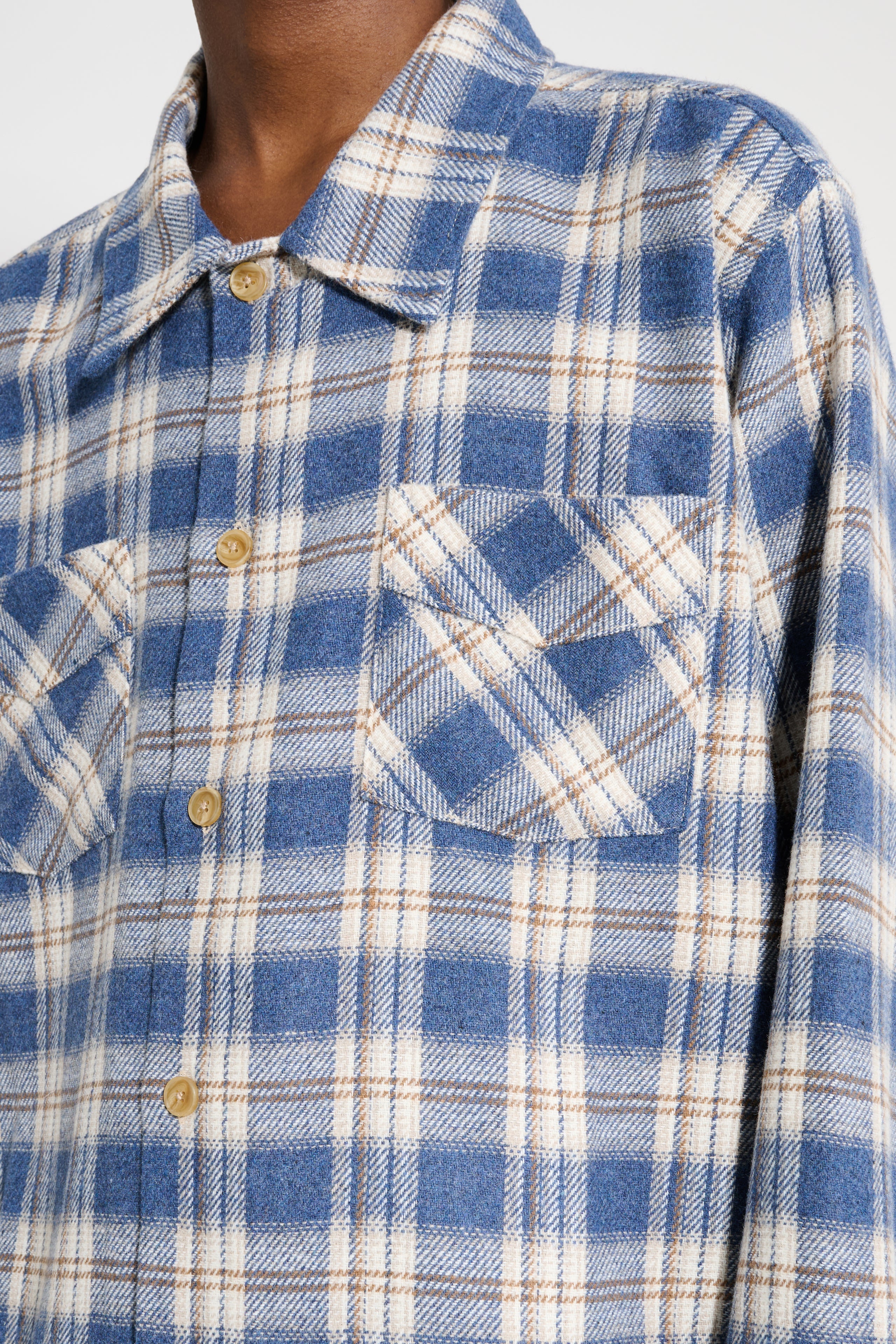 Stockholm Surfboard Club Flannel Overshirt Blue Check