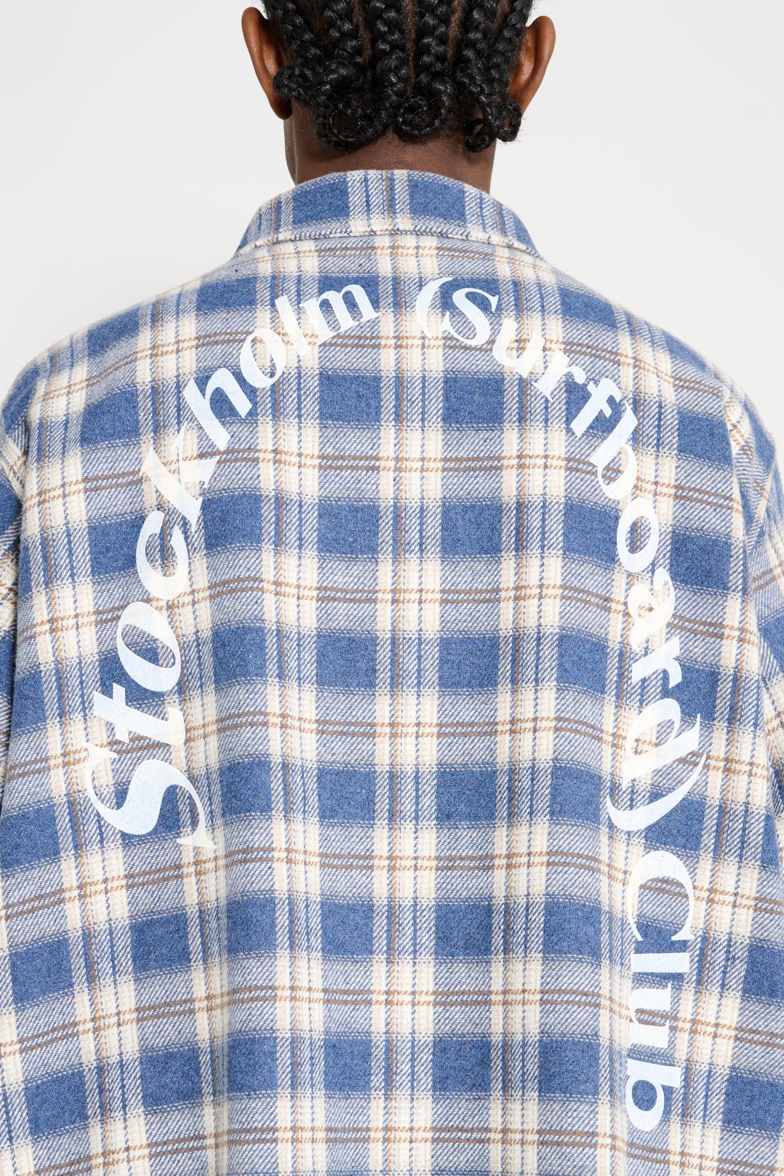 Stockholm Surfboard Club Flannel Overshirt Blue Check