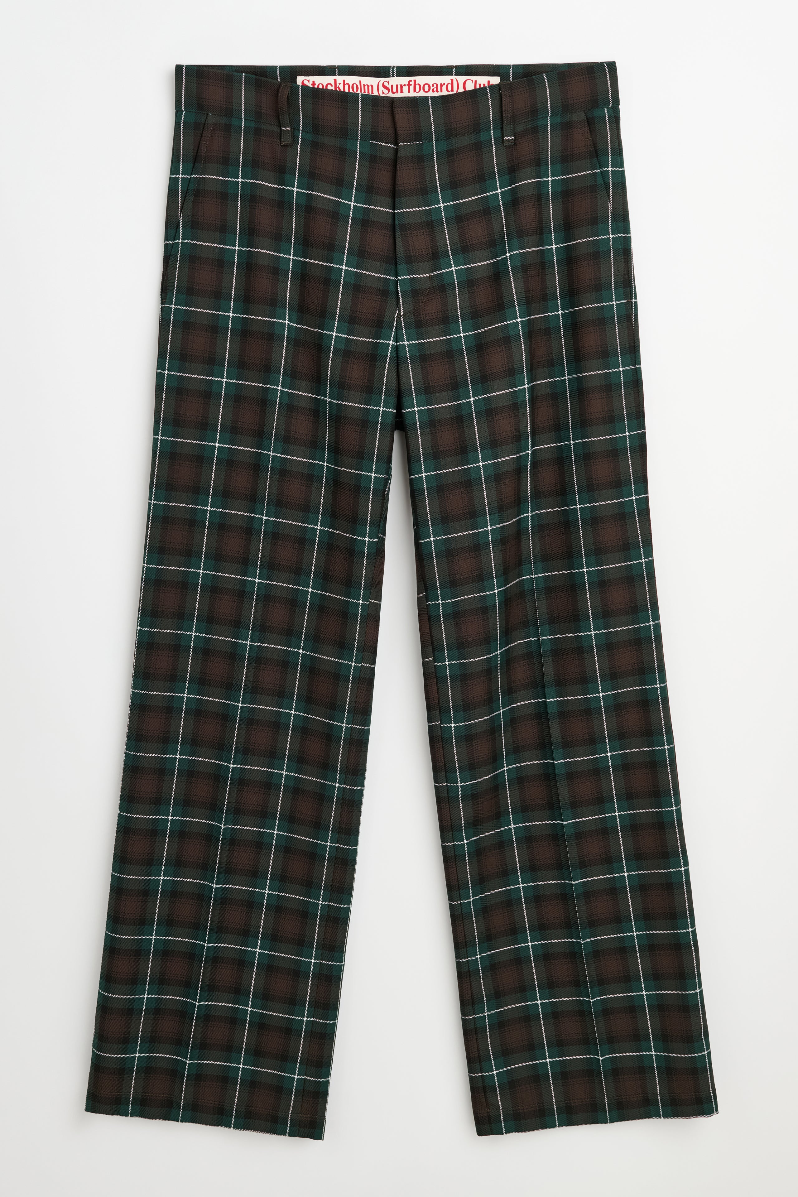Stockholm Surfboard Club Tailored Bootcut Trousers Green Check