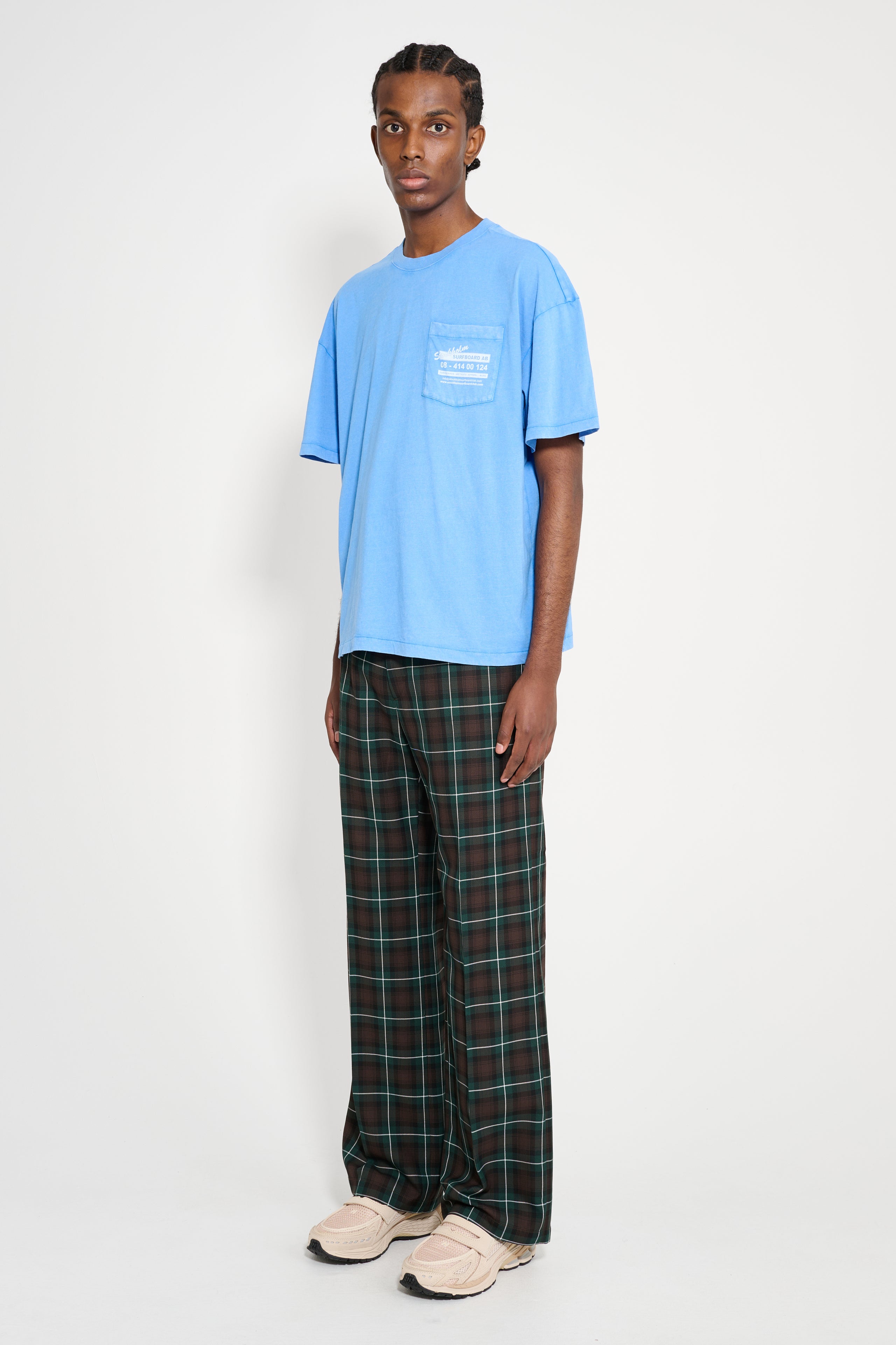 Stockholm Surfboard Club Tailored Bootcut Trousers Green Check